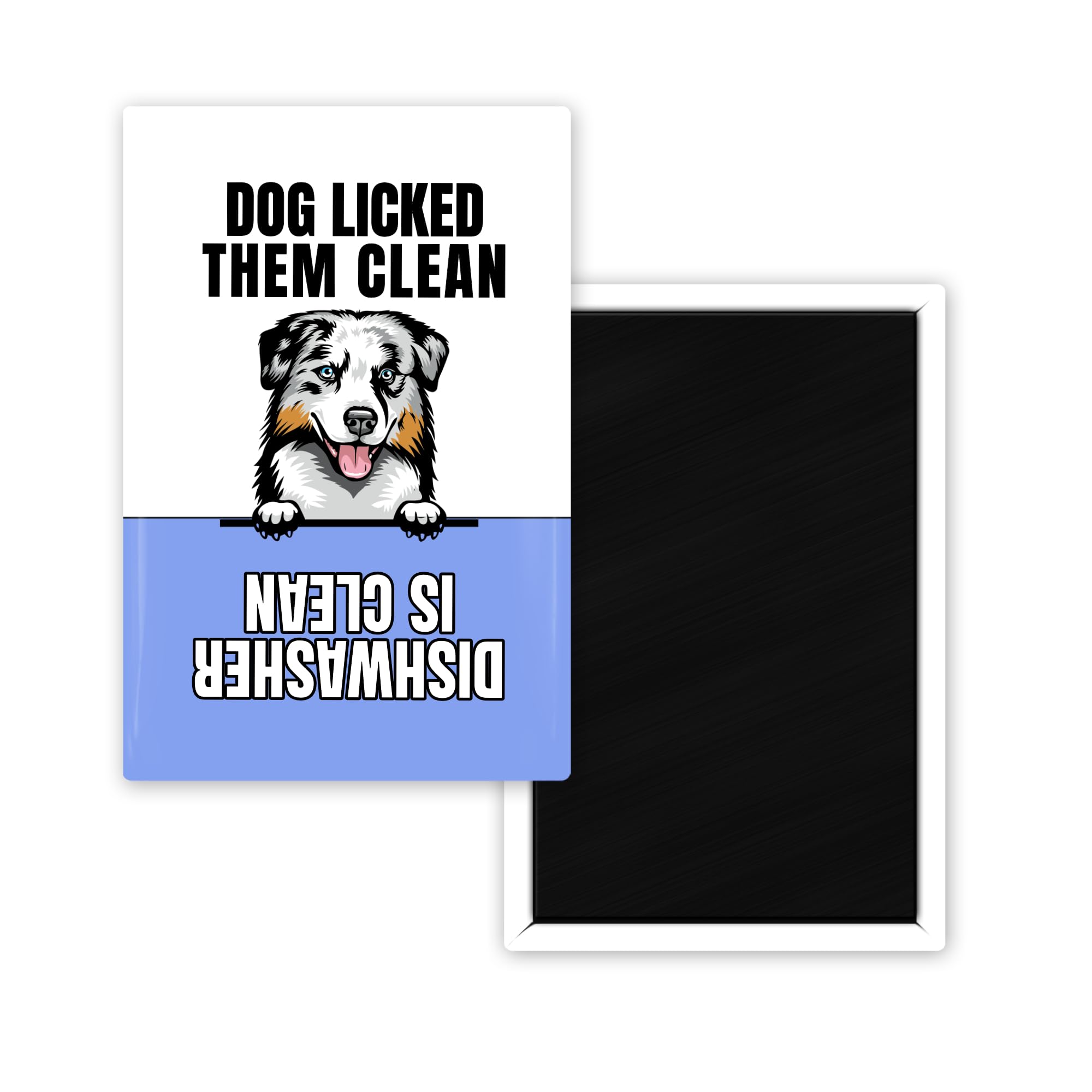2x3 Inch Peeking Australian Shepherd Funny Dishwasher Magnet - Personalized Dog Licked Them Clean - Perfect for Kitchen Decor & Funny Gift Idea