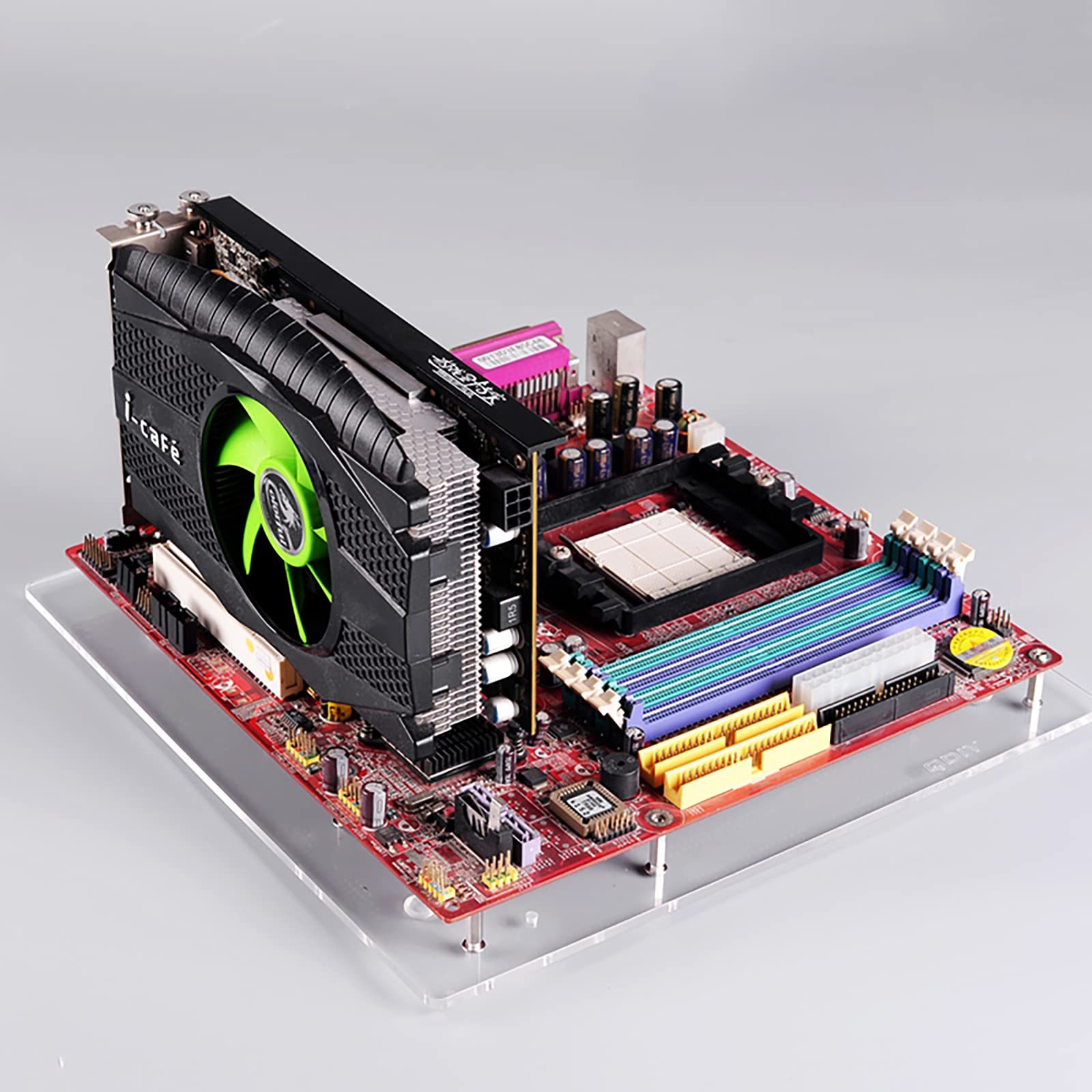 Transparent Acrylic Open Frame Computer Case Stand - DIY ATX Motherboard Base for Custom PC Builds | Perfect for Gaming Rigs, Workstations & Home Office Setups