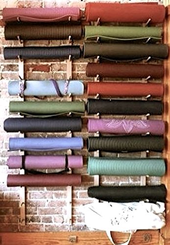 Premium Wooden Foam Roller & Yoga Mat Storage Rack - Holds 4, 8, or 12 Mats/Rollers - Modular Wall Mount System with Easy Installation Hardware - Perfect for Home Gym, Yoga Studio & Fitness Room Organization