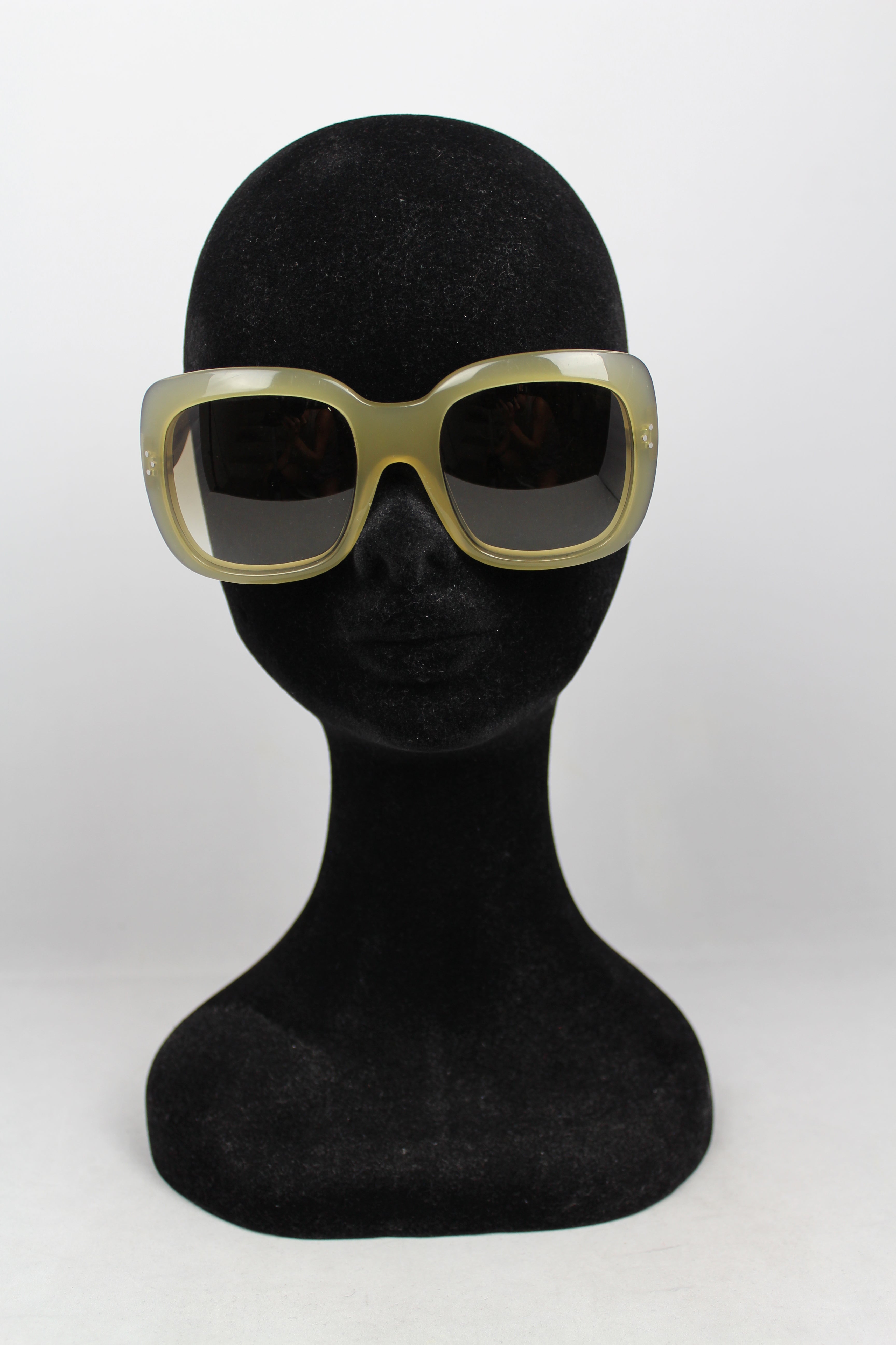 Celine Square Acetate Sunglasses in Green - Stylish & UV Protection for Outdoor Activities & Fashion