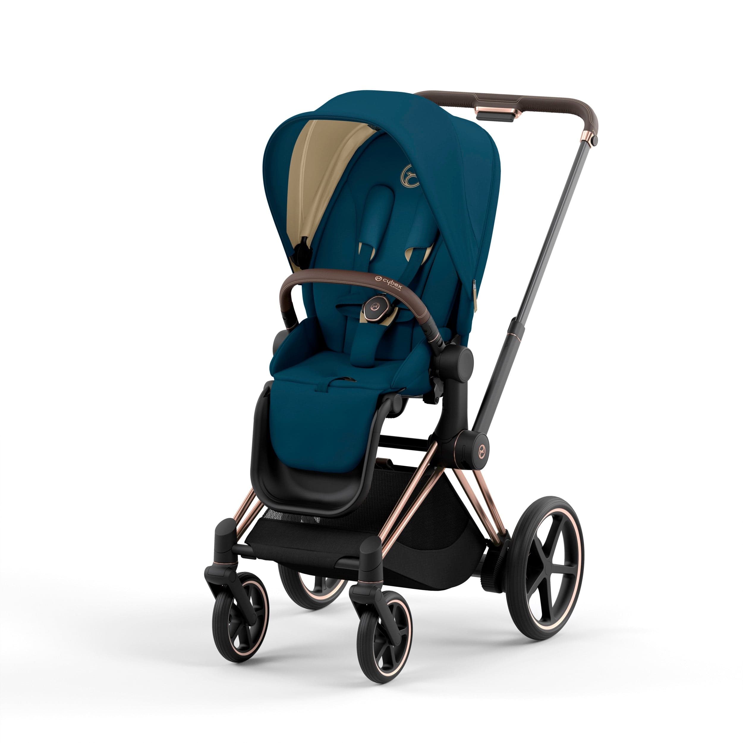 Cybex ePriam 2 Complete Stroller - Rose Gold & Brown Luxury Baby Stroller with All-Wheel Suspension | Perfect for City Walks, Shopping & Travel