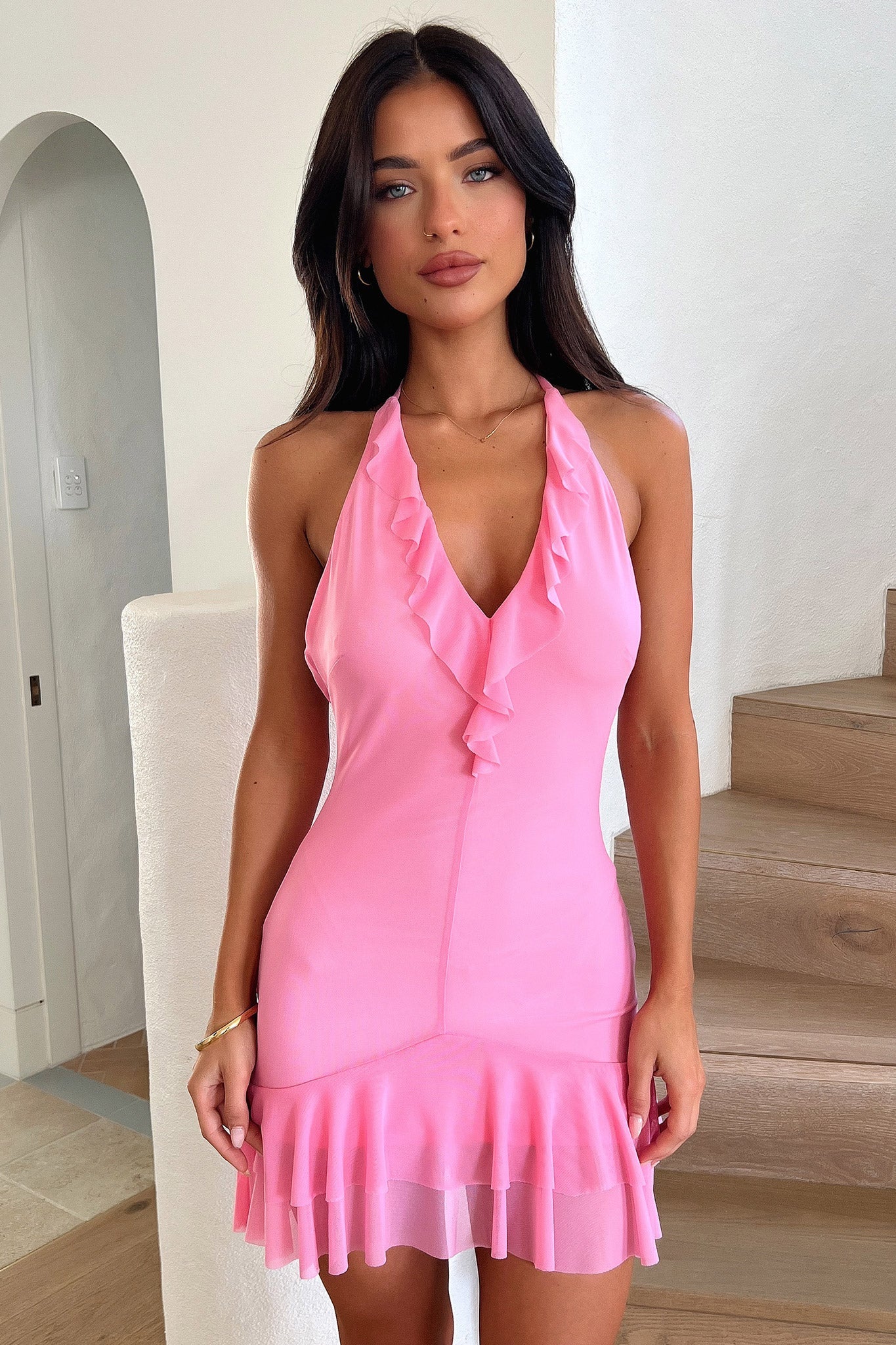 Laria Dress in Pink - Elegant Women's Floral Summer Dress for Casual Outings, Parties & Beach Vacations