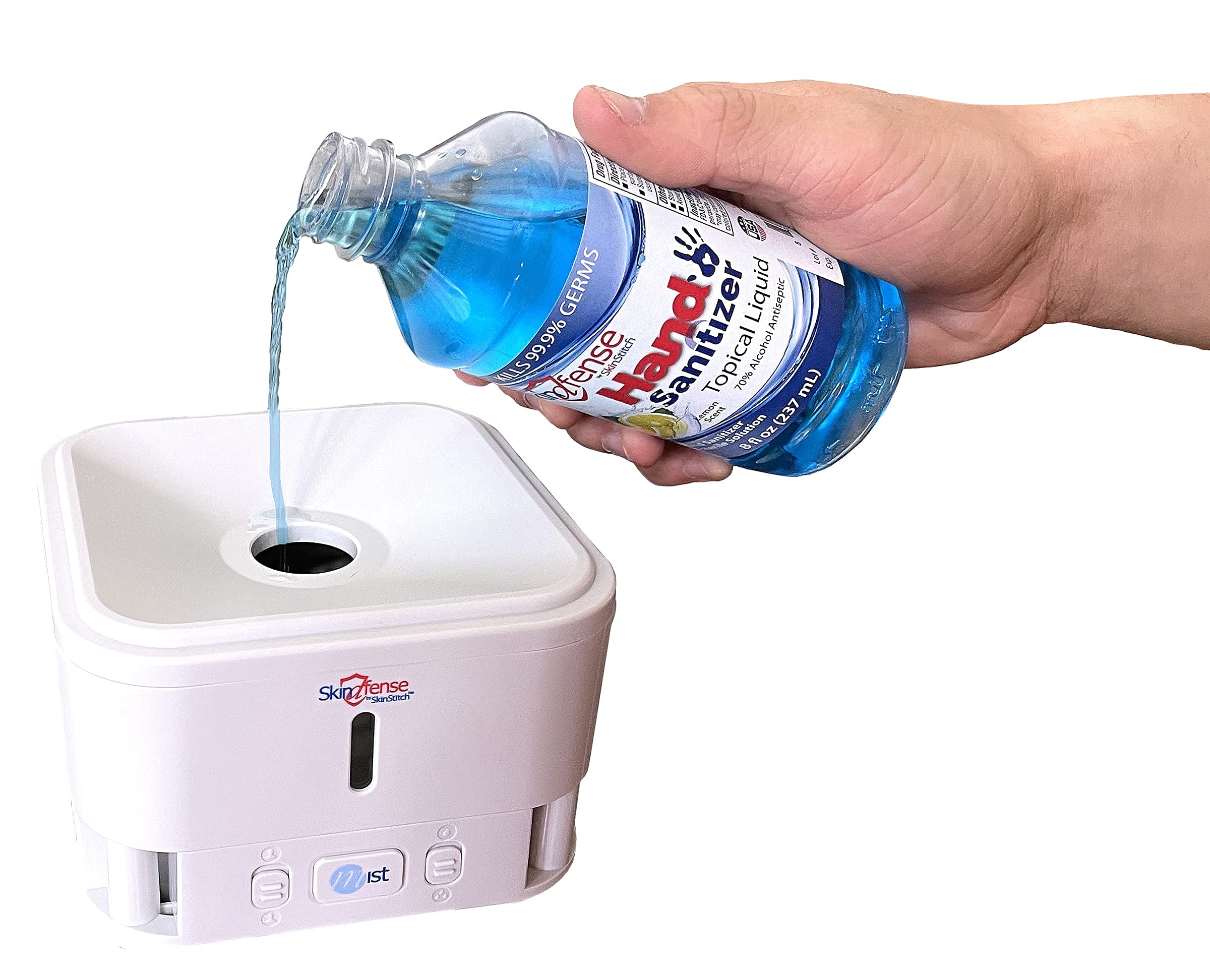 SkinDfense Mist Smart Surface & Smartphone Sanitizer Spray Machine – Portable Touchless Disinfectant Spray – Automatic Nano Cleaning Mist with Tabletop Stand – Ideal for Home, Office & Travel Use