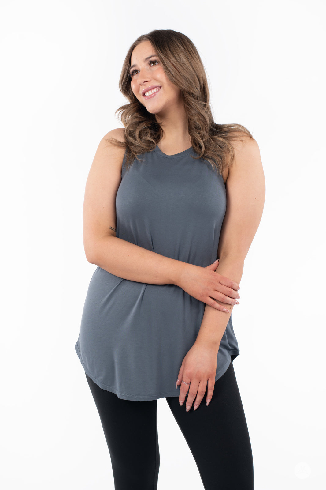 High Neck Swing Tank Top for Women - Comfortable Stretchy Workout Shirt - Perfect for Yoga, Running & Gym