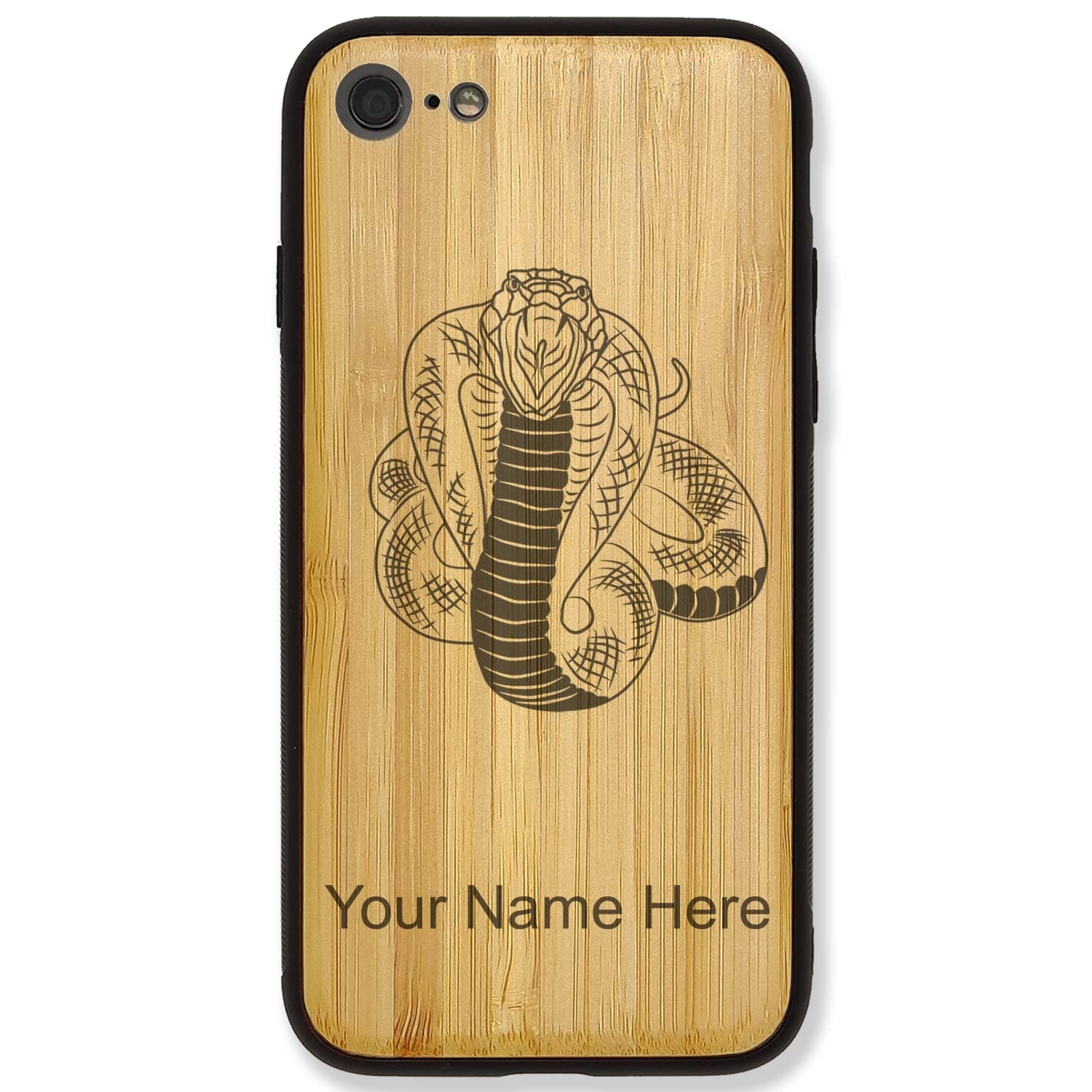 Premium Cobra Snake Pattern iPhone 7 Plus/8 Plus Case with Free Personalized Engraving - Durable Bamboo Design for Protection & Style | Perfect for Outdoor Adventures, Travel & Daily Use