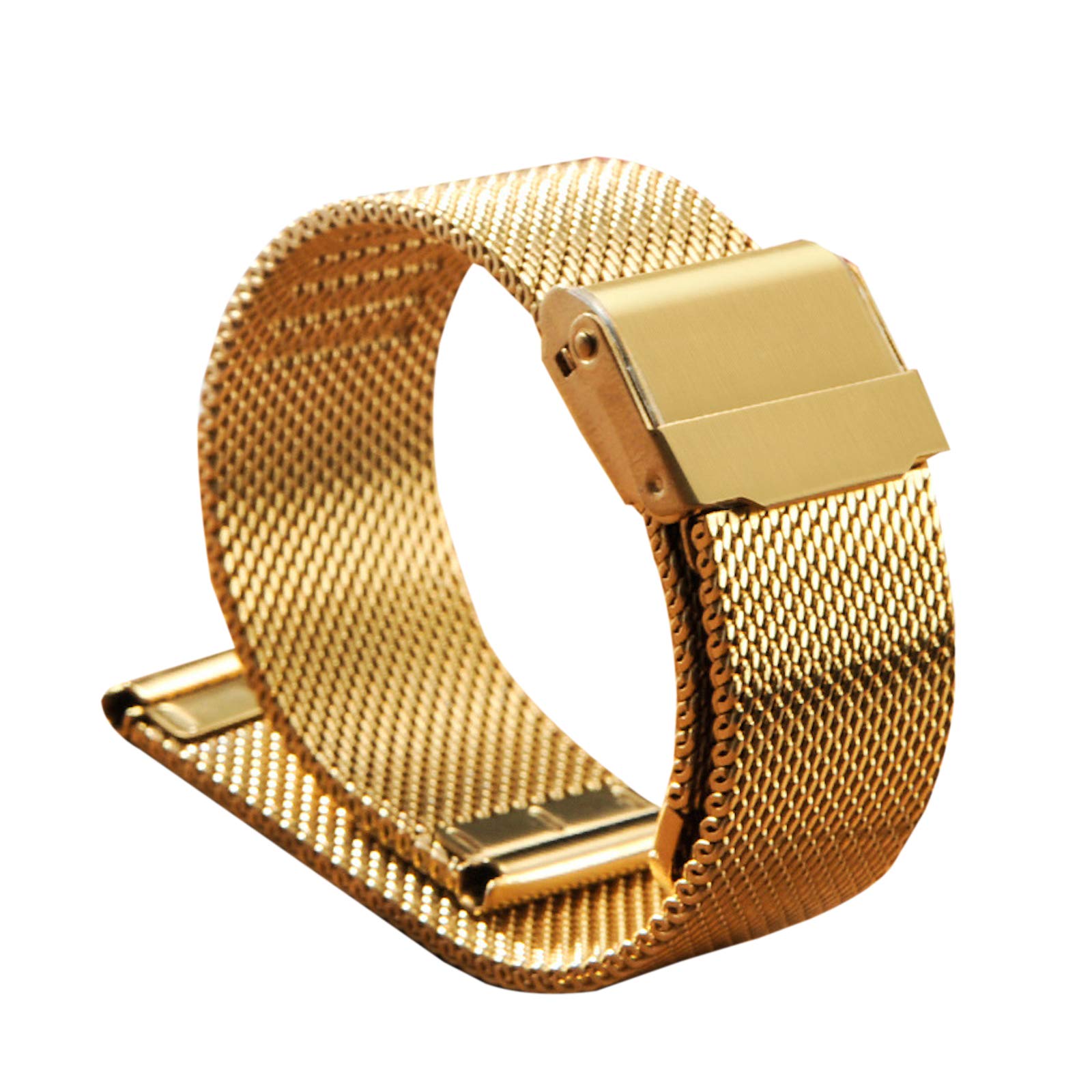 Unisex Stainless Steel Bracelet Watch Band - 19mm Gold Mesh Watch Strap with Solid Links for Men & Women | Perfect for Dress Watches, Business Attire & Everyday Wear