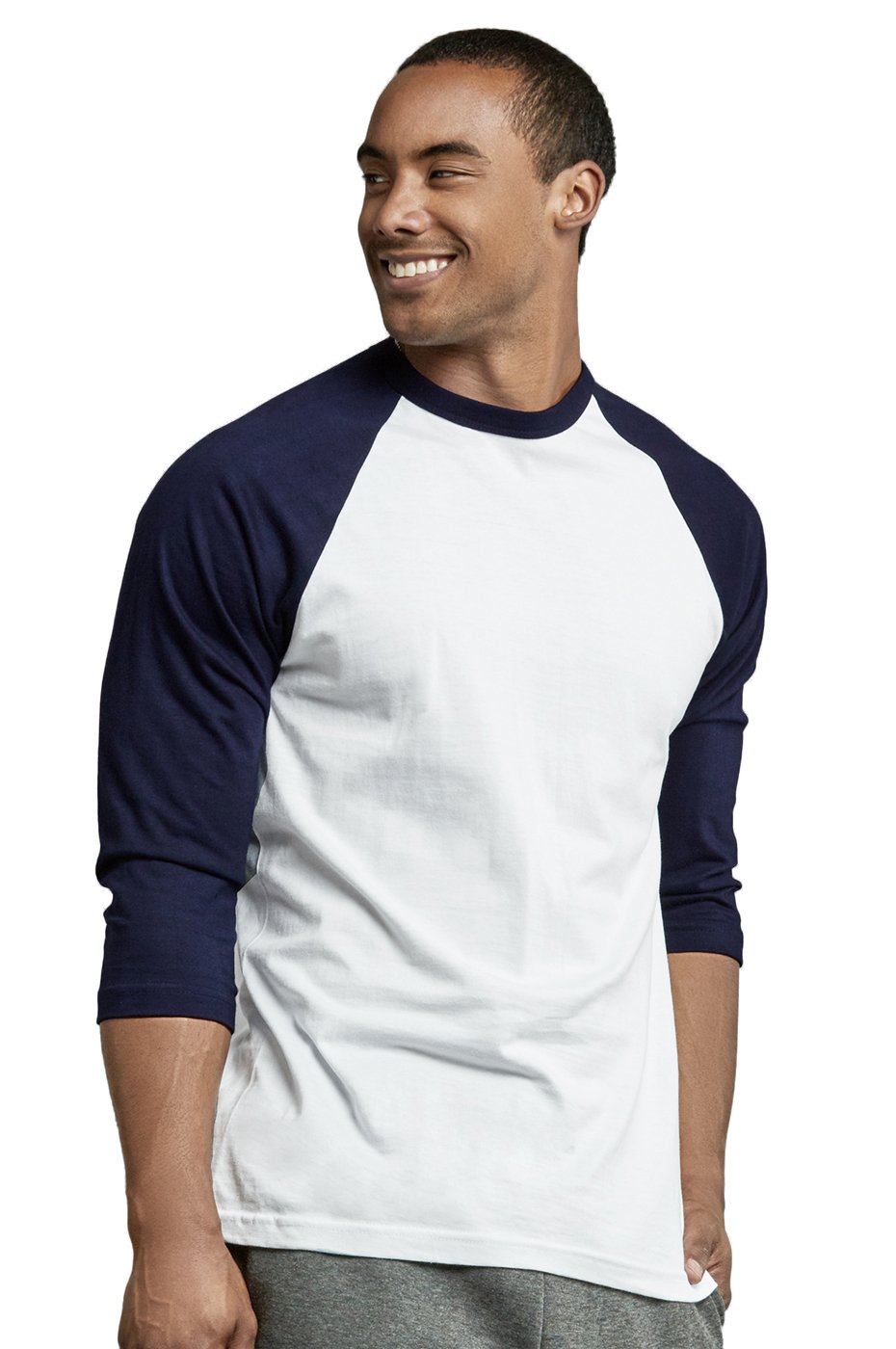 Men's Casual 3/4 Sleeve Baseball Cotton T-Shirt - Breathable Plain Tee for Daily Wear (Navy/White, Medium) | Perfect for Sports, Streetwear & Summer Outfits