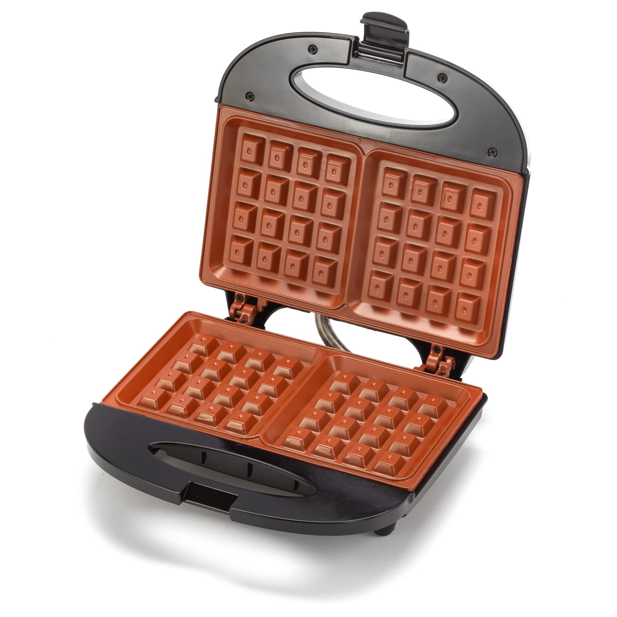 Zenith Electric Waffle Maker with Non-Stick Copper Plates - Compact Indoor Grill for Belgian, Classic & Bubble Waffles - Perfect for Breakfast, Brunch & Family Gatherings (Black/Copper)