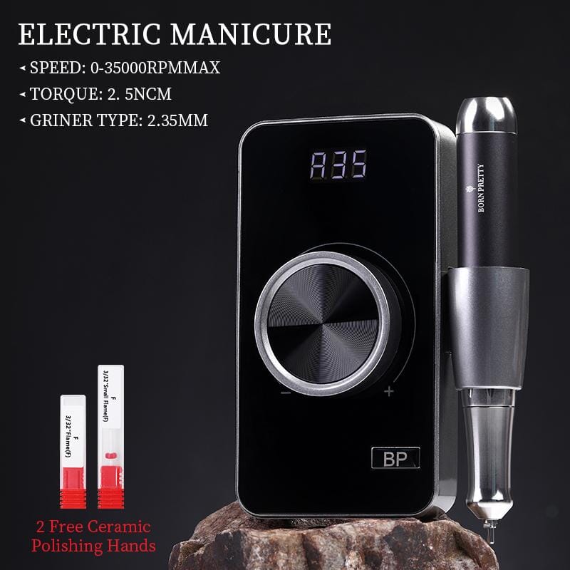 BORN PRETTY 35000RPM Rechargeable Portable Nail Drill Machine - Professional Nail Art Tool for Home & Salon Manicure Pedicure