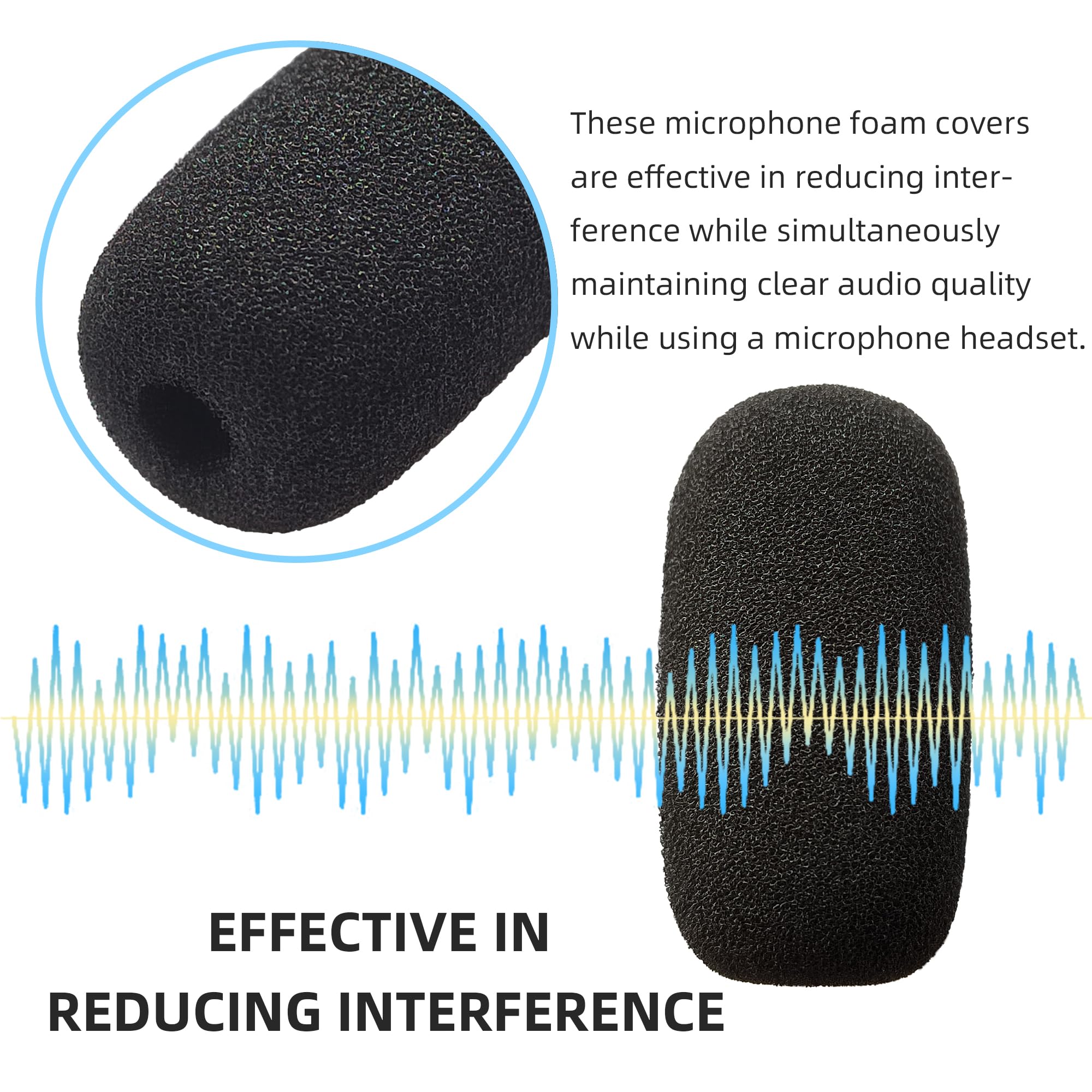 10 Pack Mini Foam Windscreens for Headset Microphone - High Density Mic Covers for Lavalier & Lapel Mics - Perfect for Podcasting, Streaming & Recording Studios