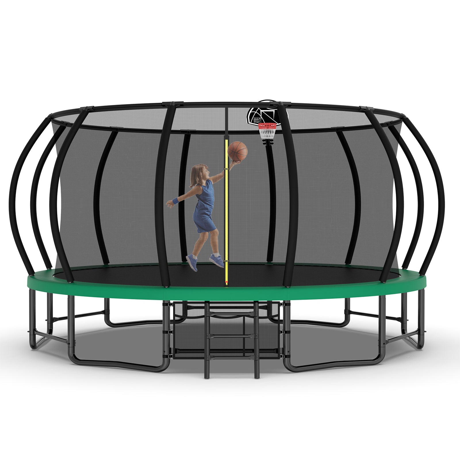 16FT Heavy Duty Outdoor Trampoline for Kids & Adults - ASTM Approved with Anti-Rust Coating & Curved Safety Poles | Perfect for Backyard Fun, Exercise, and Family Bonding
