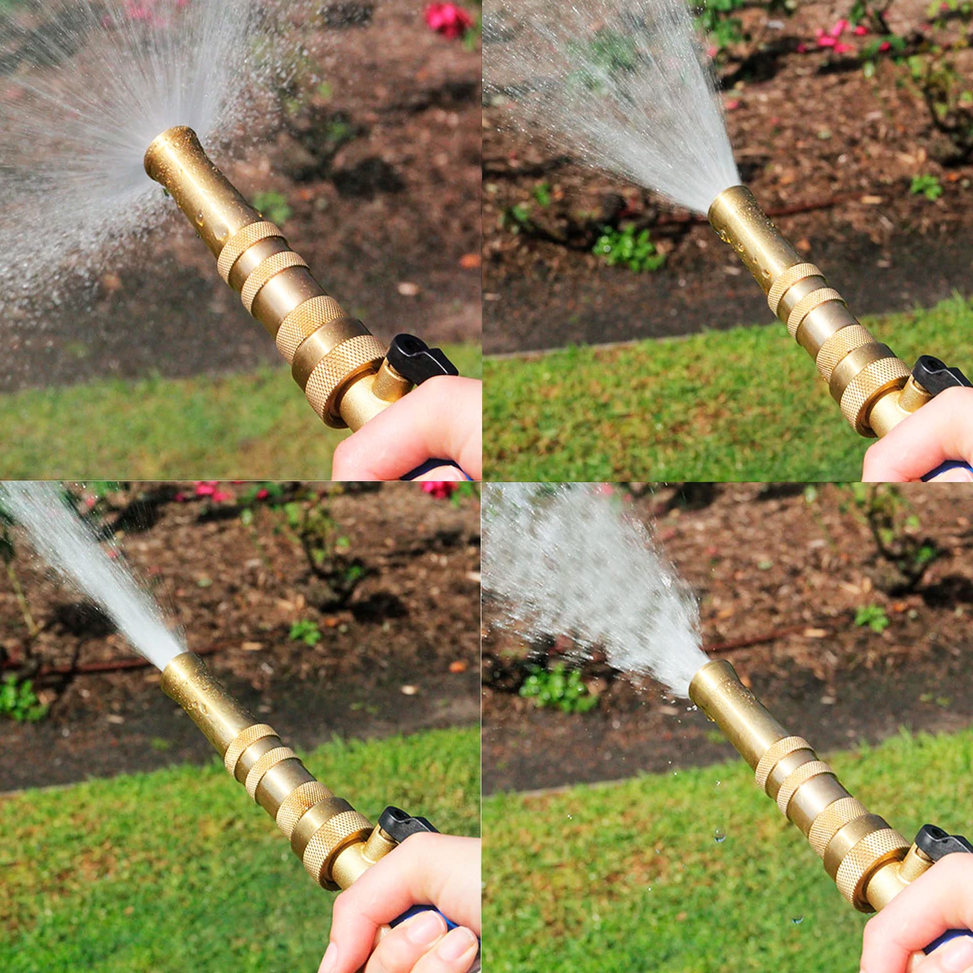 Heavy-Duty Brass Hose Nozzle 2 Pack - Adjustable Twist Spray for Garden & Car Wash