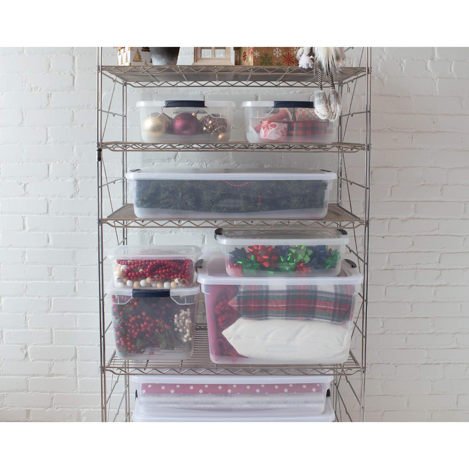 Rubbermaid Cleverstore Clear 41 QT (6-Pack) Stackable Plastic Storage Containers with Durable Latching Lids - Perfect for Pantry Organization, Kitchen Storage & Home Clutter Control