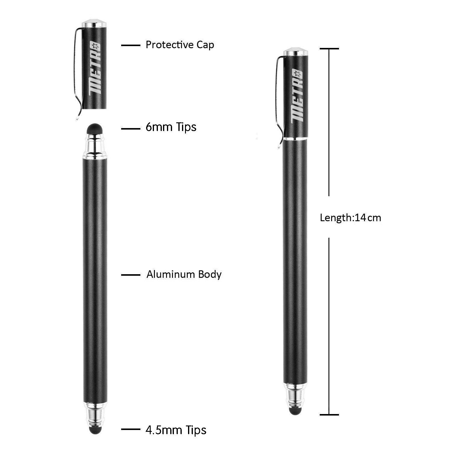 Premium Capacitive Stylus Pen with Dual Rubber Tips - High Sensitivity & Precision Stylus for iPad, iPhone, Samsung Tablets - Perfect for Drawing, Note-Taking & Touch Screen Devices (Black)