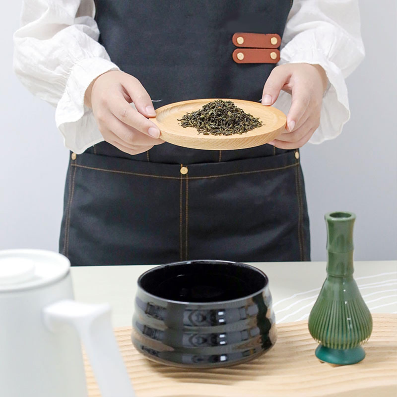 Premium Food-Grade Silicone Matcha Whisk Chasen - Durable Resin Tea Whisk for Matcha Green Tea Powder - Includes Whisk Holder (Black, Medium Size) - Perfect for Traditional Japanese Tea Ceremony & Home Brewing