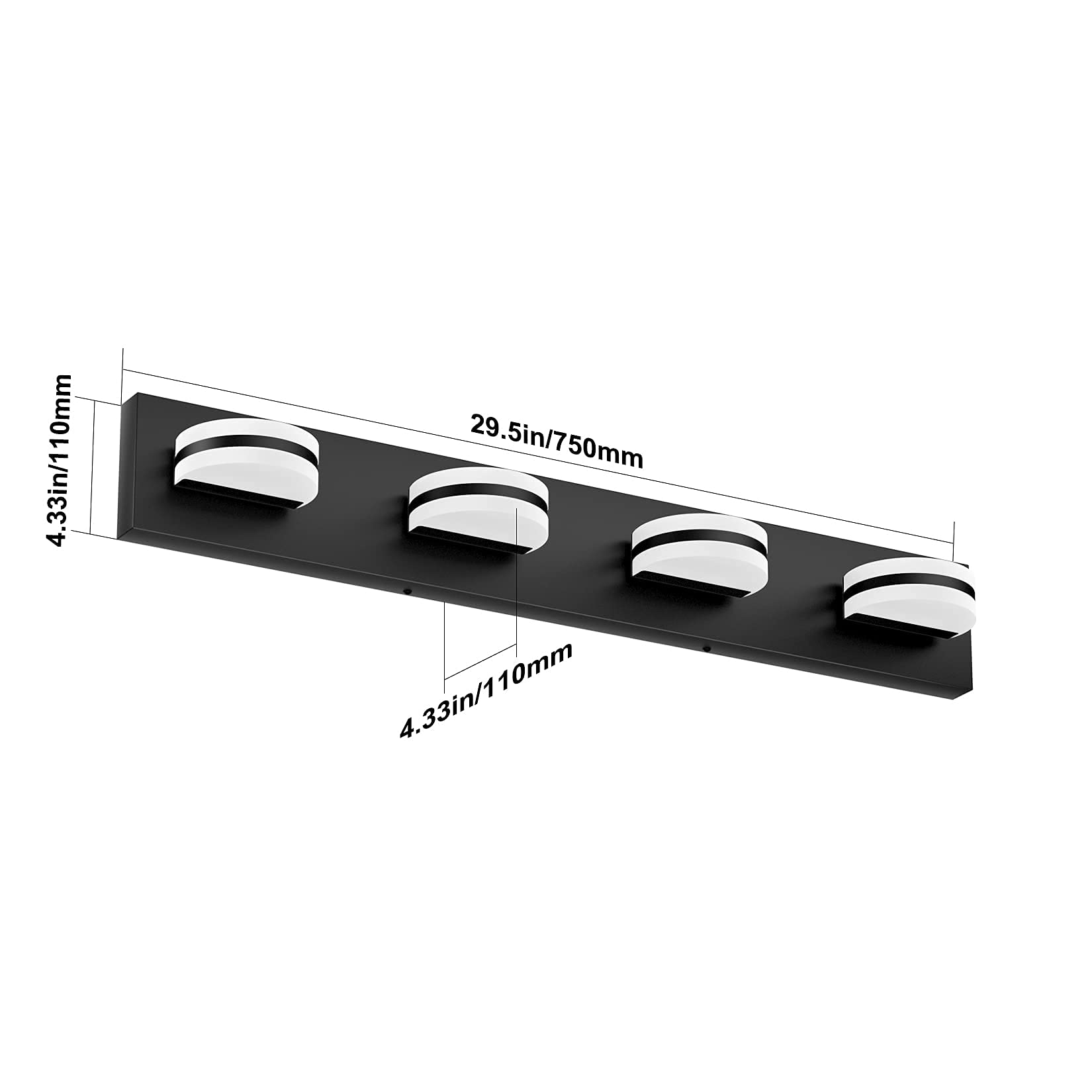 Aipsun Modern Black LED Bathroom Vanity Light - Up and Down Lighting Fixture for Mirror, Wall Sconce, Dressing Room & Powder Room Decor