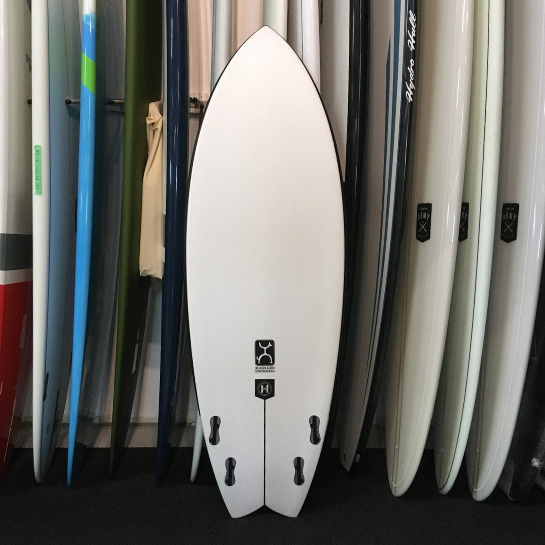 Machado Seaside 5'5 Surfboard - Helium Black with Futures Fins - High Performance Shortboard for Waves & Beach Surfing