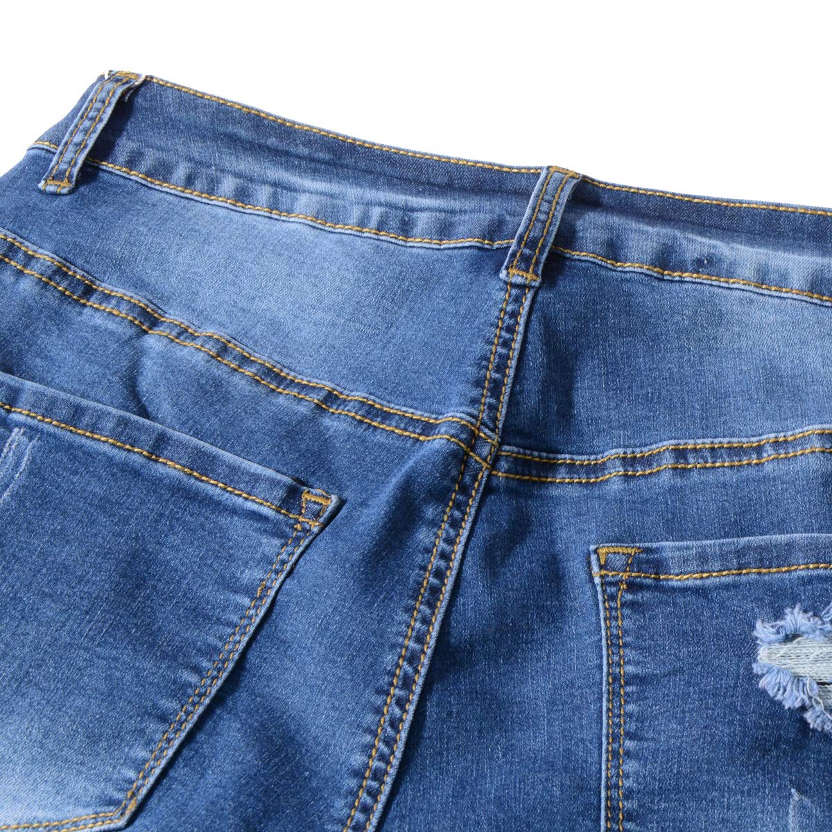 Vanberfia Women's Stretchy Denim Mid Rise Jean Shorts with Pockets - Comfortable Casual Summer Shorts for Beach, Travel & Everyday Wear