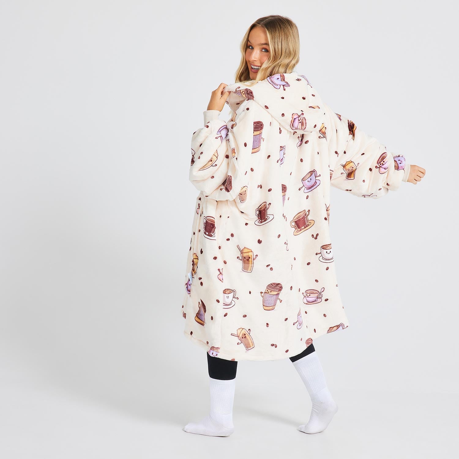 Cozy Oodie Coffee Hoodie Blanket - Soft & Warm Wearable Blanket for Women & Men - Perfect for Lounging, Netflix, and Cold Nights