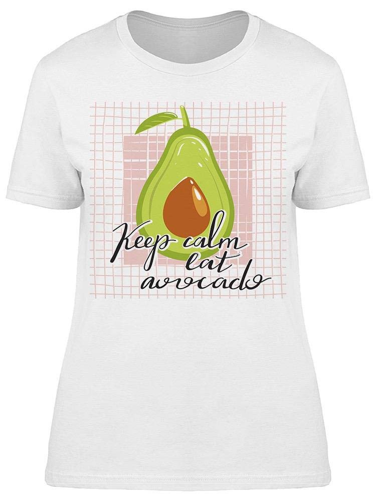 Women's Keep Calm Watercolor Avocado Graphic T-Shirt - Soft Cotton Casual Tee for Everyday Wear, Lounge & Street Style