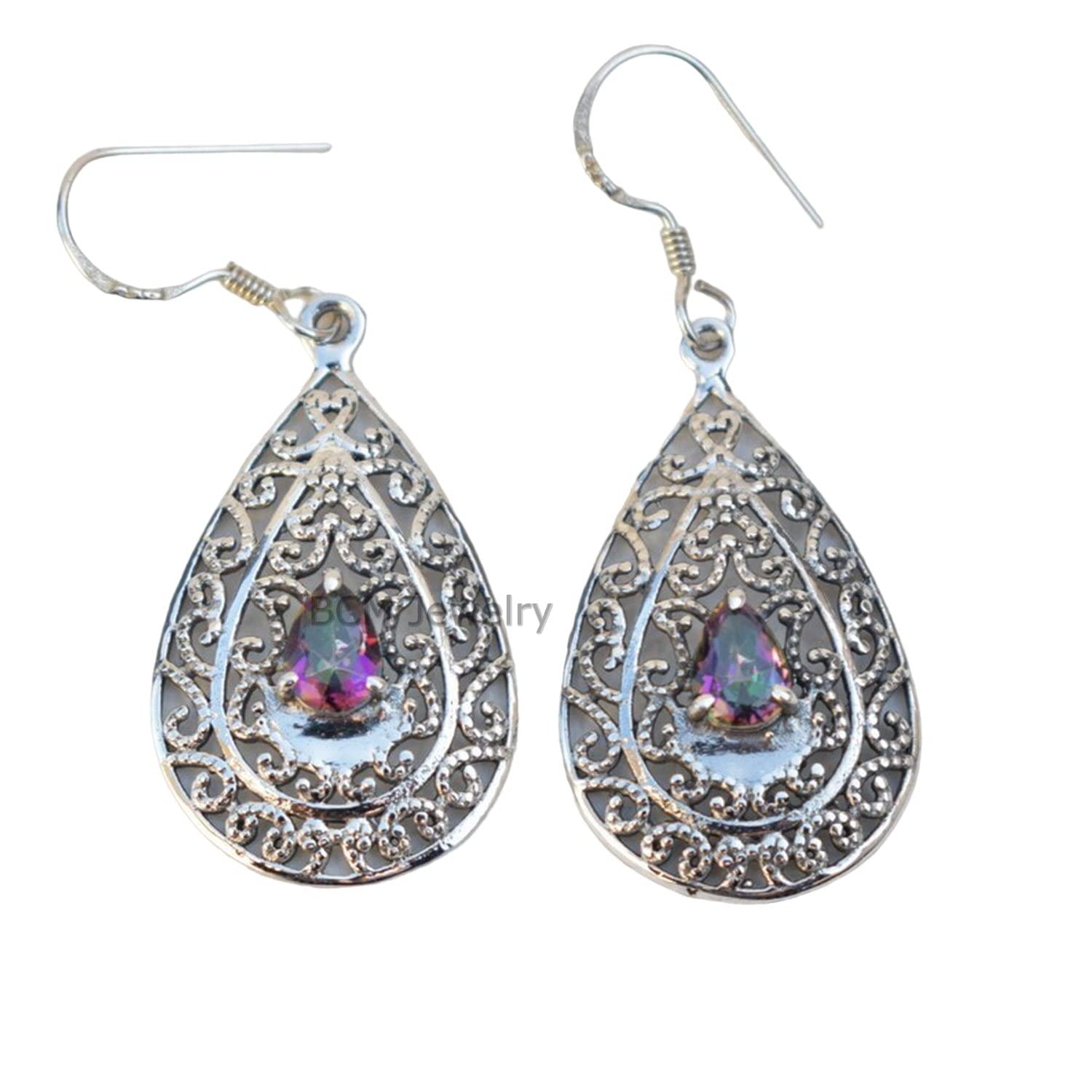 925 Sterling Silver Earrings for Women & Girls - Mystic Quartz Gemstone Bridesmaid Gift Jewelry | Elegant Christmas Present for Her | Perfect for Weddings, Parties & Special Occasions
