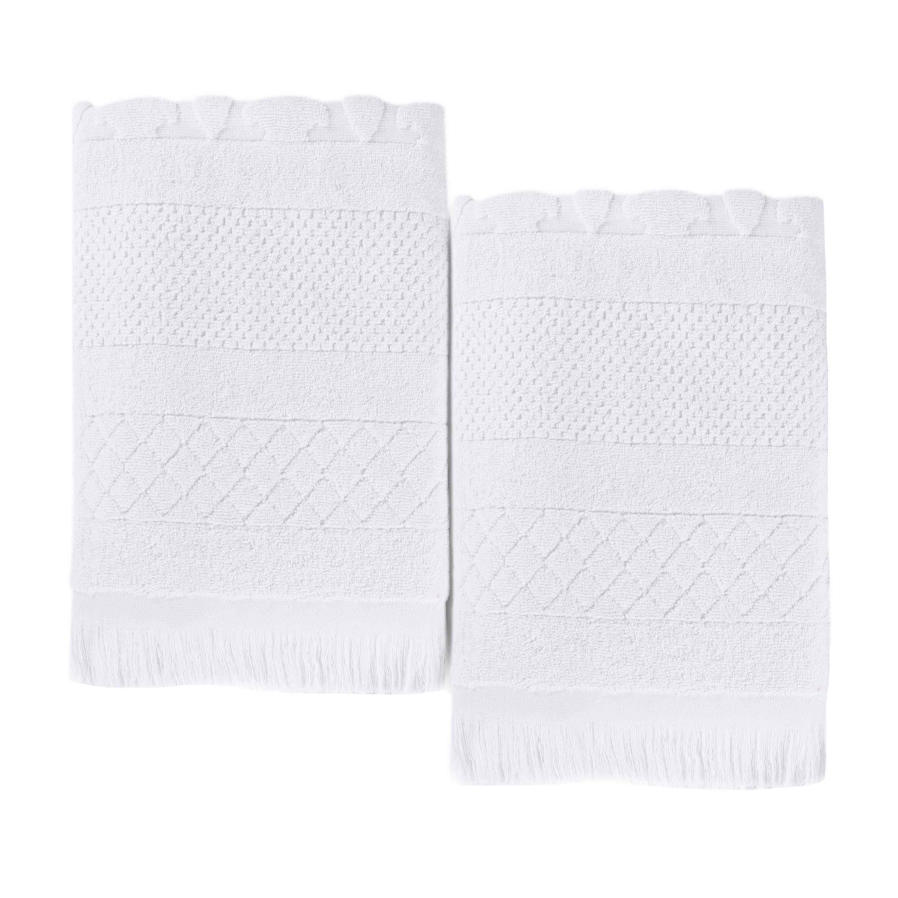 Premium Rolla Cotton Geometric Jacquard Plush Absorbent Bath Towel Set of 2 - Ultra Soft & Quick Dry Bath Sheets for Spa, Hotel & Luxury Home Use