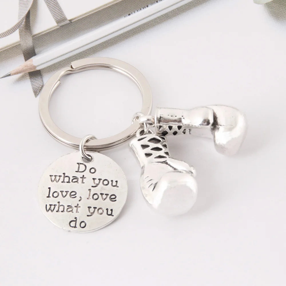 Premium Metal Boxing Gloves Keychain - Motivational 'Do What You Love' Sports Gift for Boxers & Athletes | Perfect for Gym Bags, Keychains & Sports Enthusiasts