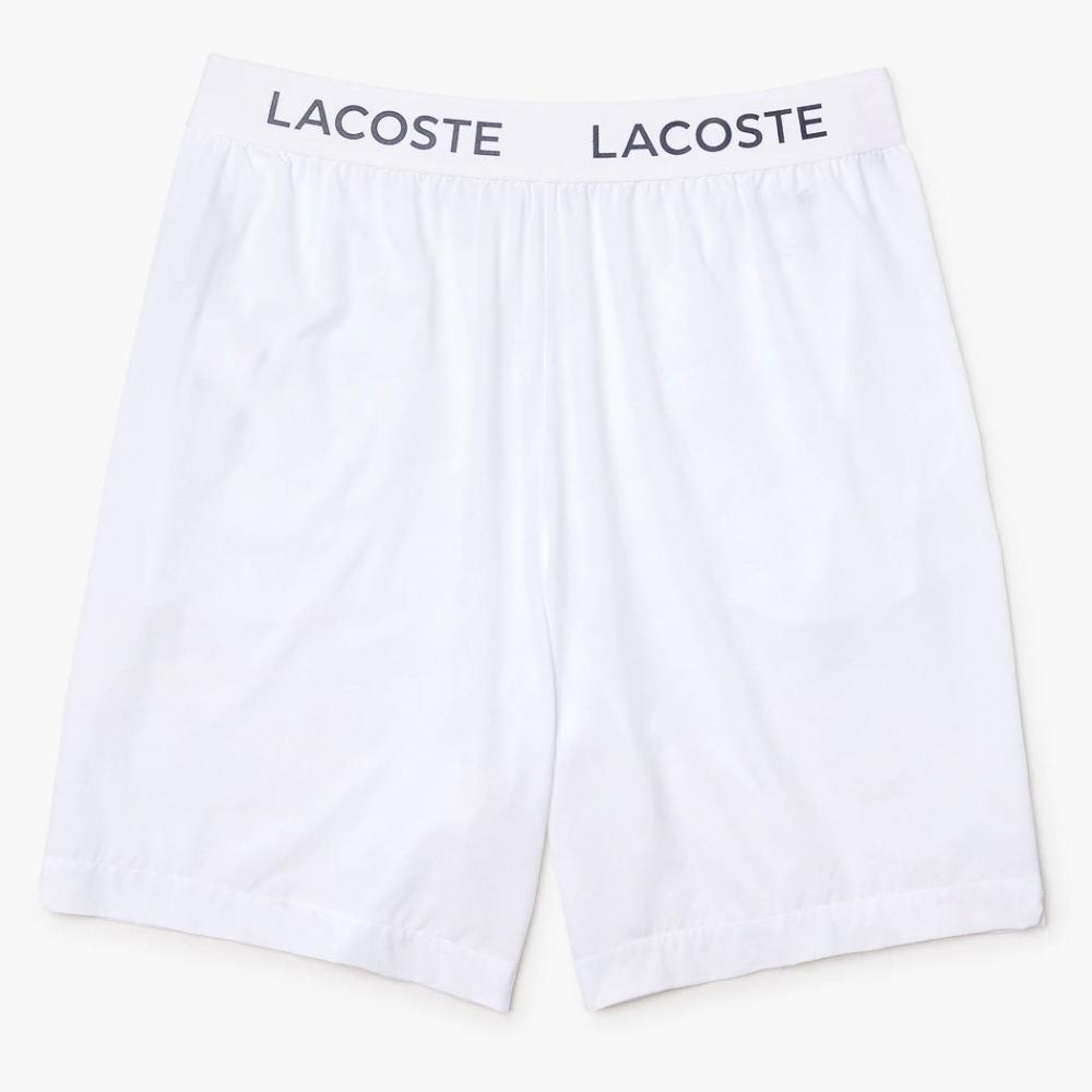 Lacoste Men's Ultra Light Comfortable Shorts - White & Navy Blue - Breathable Quick-Dry Casual & Athletic Shorts for Golf, Tennis, and Summer Outdoor Activities