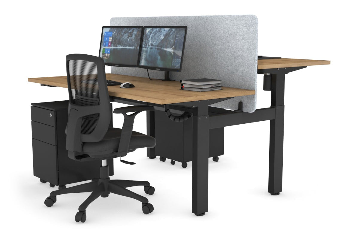 Adjustable Height 2-Person H Bench Workstation - Black Frame [1600L x 700W] - Perfect for Office, Workshop & Collaborative Workspaces