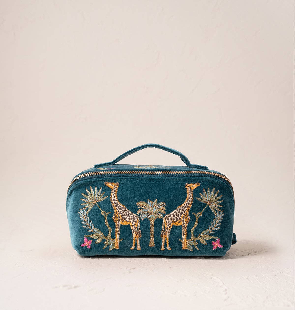 Wild Giraffe Pattern Large Capacity Waterproof Makeup Bag - Premium Blue Cosmetic Organizer for Travel, Gym & Daily Essentials Storage