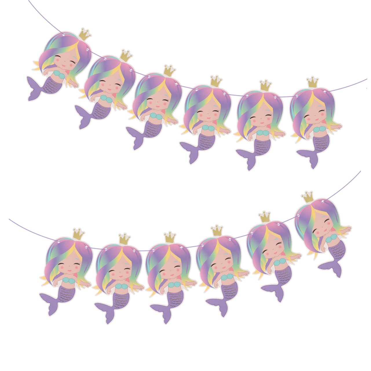 Luxshiny 12pcs Mermaid Birthday Banner & Streamers - Underwater Theme Party Decorations for Girls, Kids, Baby Showers & Ocean Themed Events