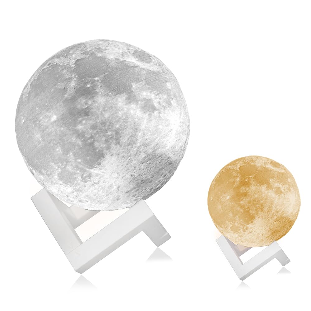 3D Moon Lamp with 2 Color Changing Modes - Touch Control Night Light for Bedroom, Nursery & Home Decor - Perfect Gift for Adults, Kids & Babies - Romantic Mood Lighting for Date Nights & Relaxation