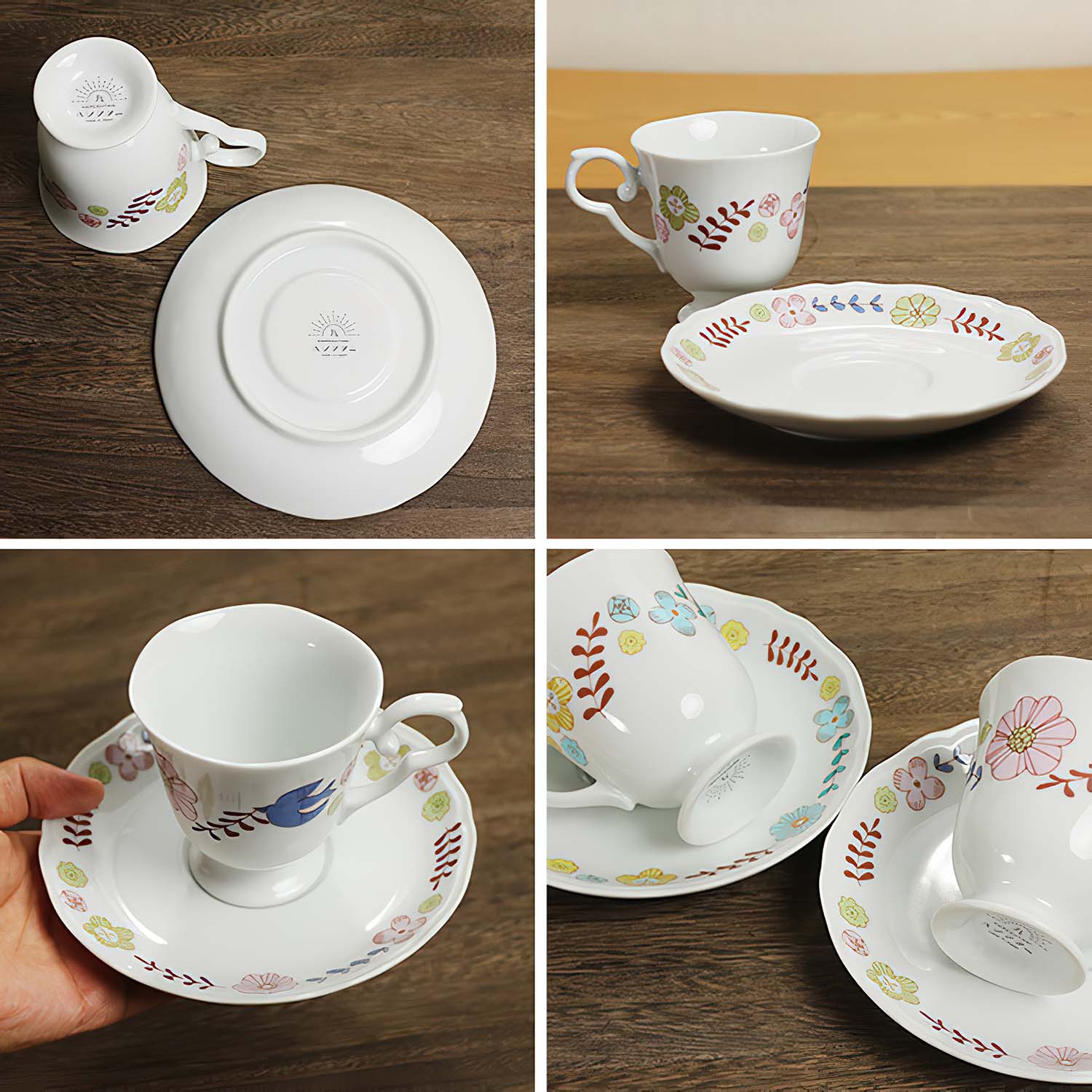 Harekutani Porcelain Flower Bird Tea Cup and Saucer Set - Hand-Painted Japanese Tea Set for Afternoon Tea, Home Decor, and Gift Giving