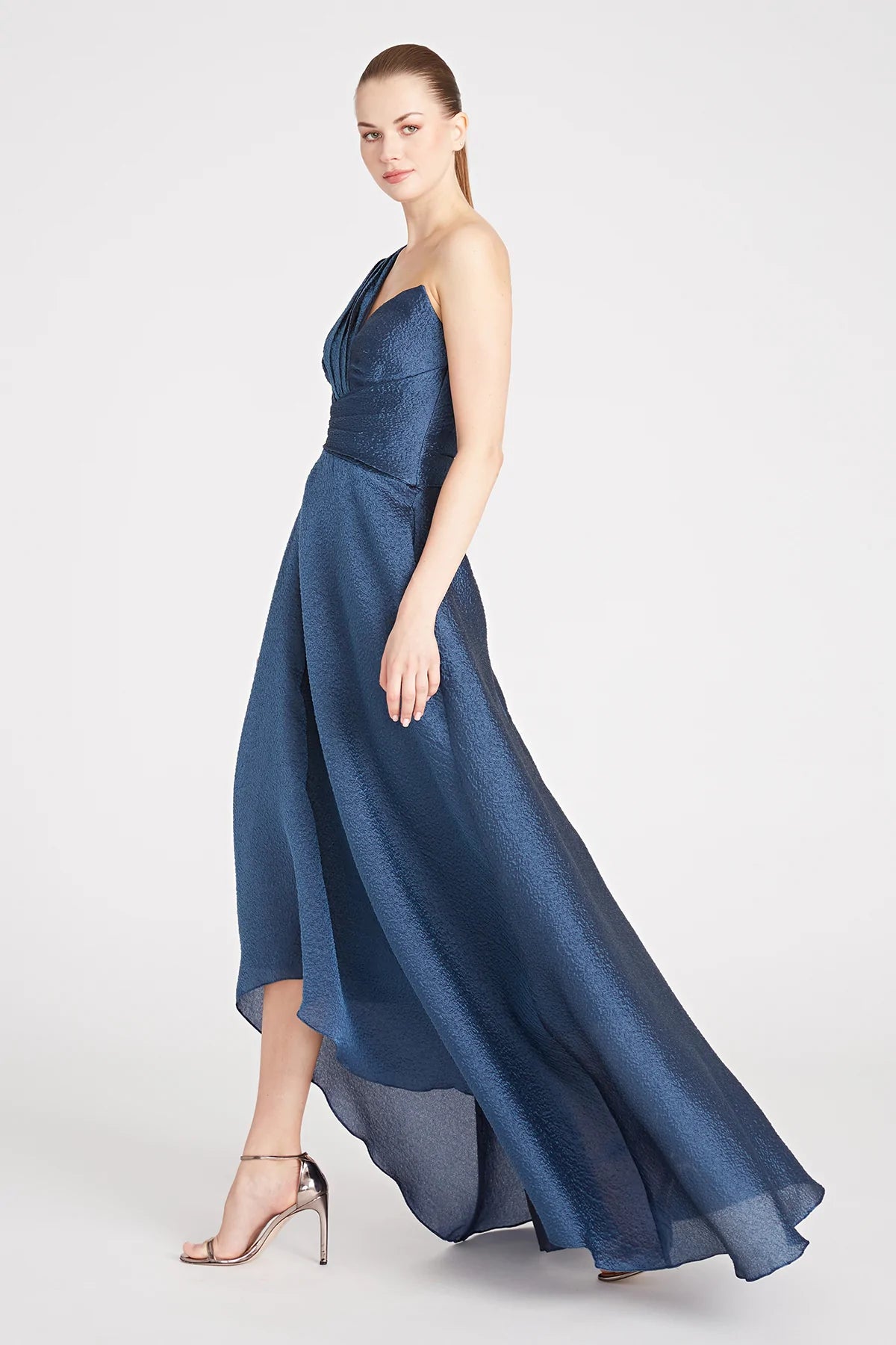 Edith High Low A Line Gown - Elegant Navy Blue Formal Dress for Women | Perfect for Weddings, Prom & Evening Parties