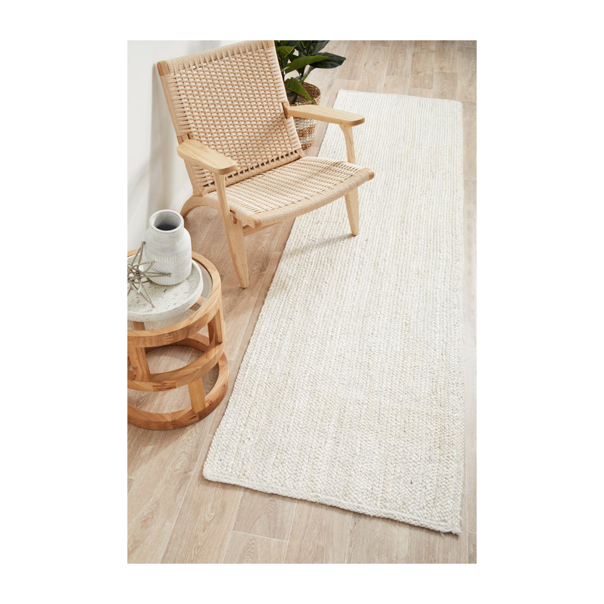 Bondi Rectangle Runner Rug - Soft & Durable Non-Slip Hallway Carpet (White) - Perfect for Entryway, Bedroom, or Kitchen Floor Decor