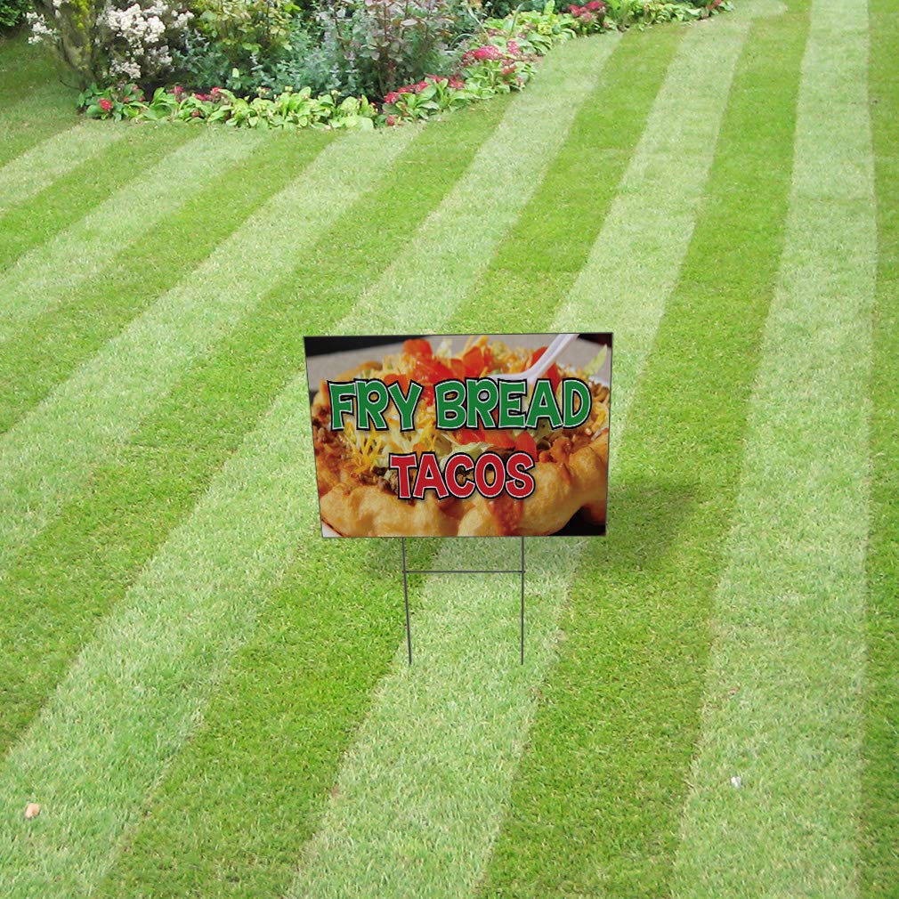 24x18 Inch Weatherproof Yard Sign for Fry Bread Tacos Restaurant & Cafe - Double-Sided Print, Durable Brown Lawn & Garden Decor - Perfect for Outdoor Advertising & Business Promotion