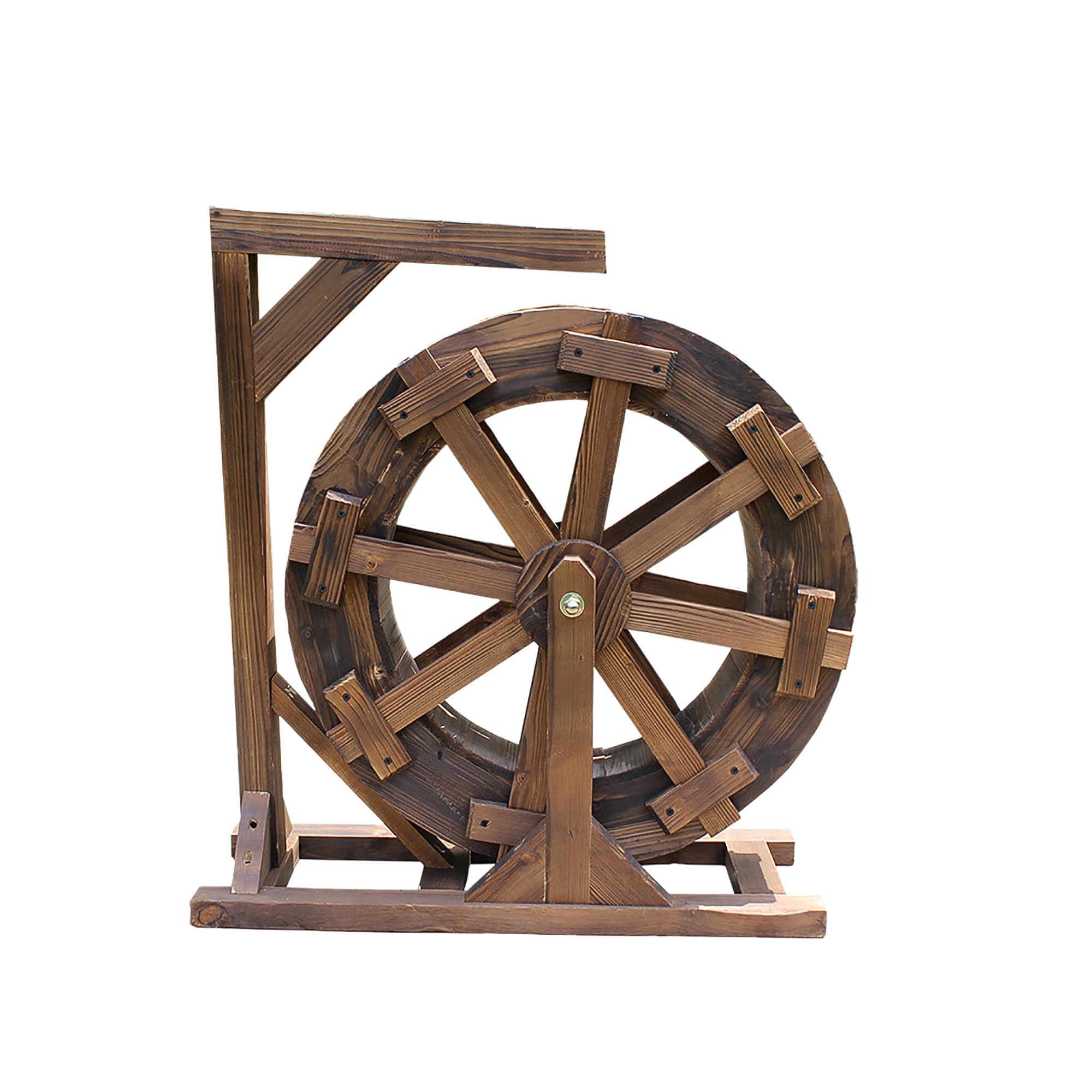 Wooden Waterwheel Fountain - Outdoor Garden Water Feature with Waterfall & Pump for Patio, Balcony, Yard | Relaxing Decoration for Zen Garden, Backyard, or Landscape Design