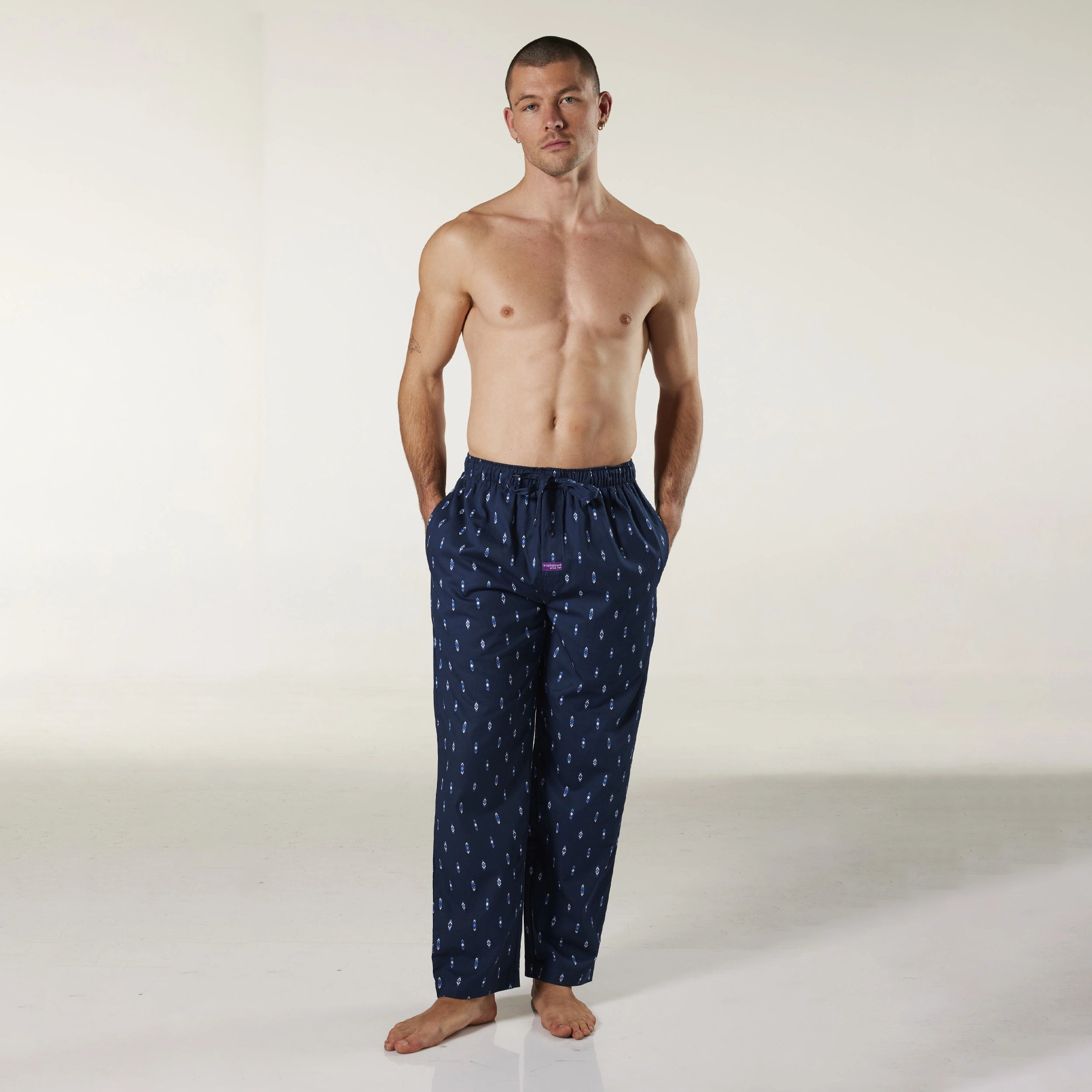 Men's Flint Cotton Sleep Pants - Soft & Breathable Lounge Pajama Bottoms for Men - Navy Blue - Perfect for Relaxing at Home, Lounging & Sleeping