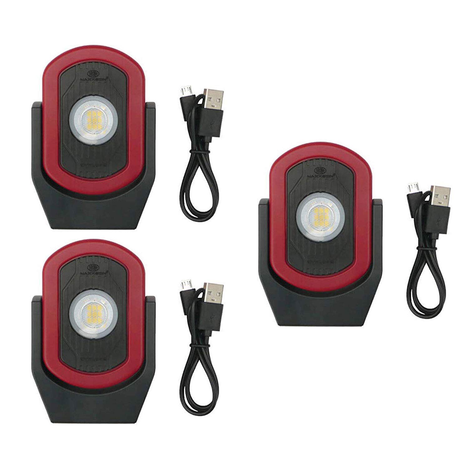 MAXXEON MXN00810 WorkStar Cyclops USB-C Rechargeable LED Work Light - 3 Pack, 1000 Lumens, Magnetic Base, Waterproof for Construction, Automotive Repair, Camping & Emergency Lighting
