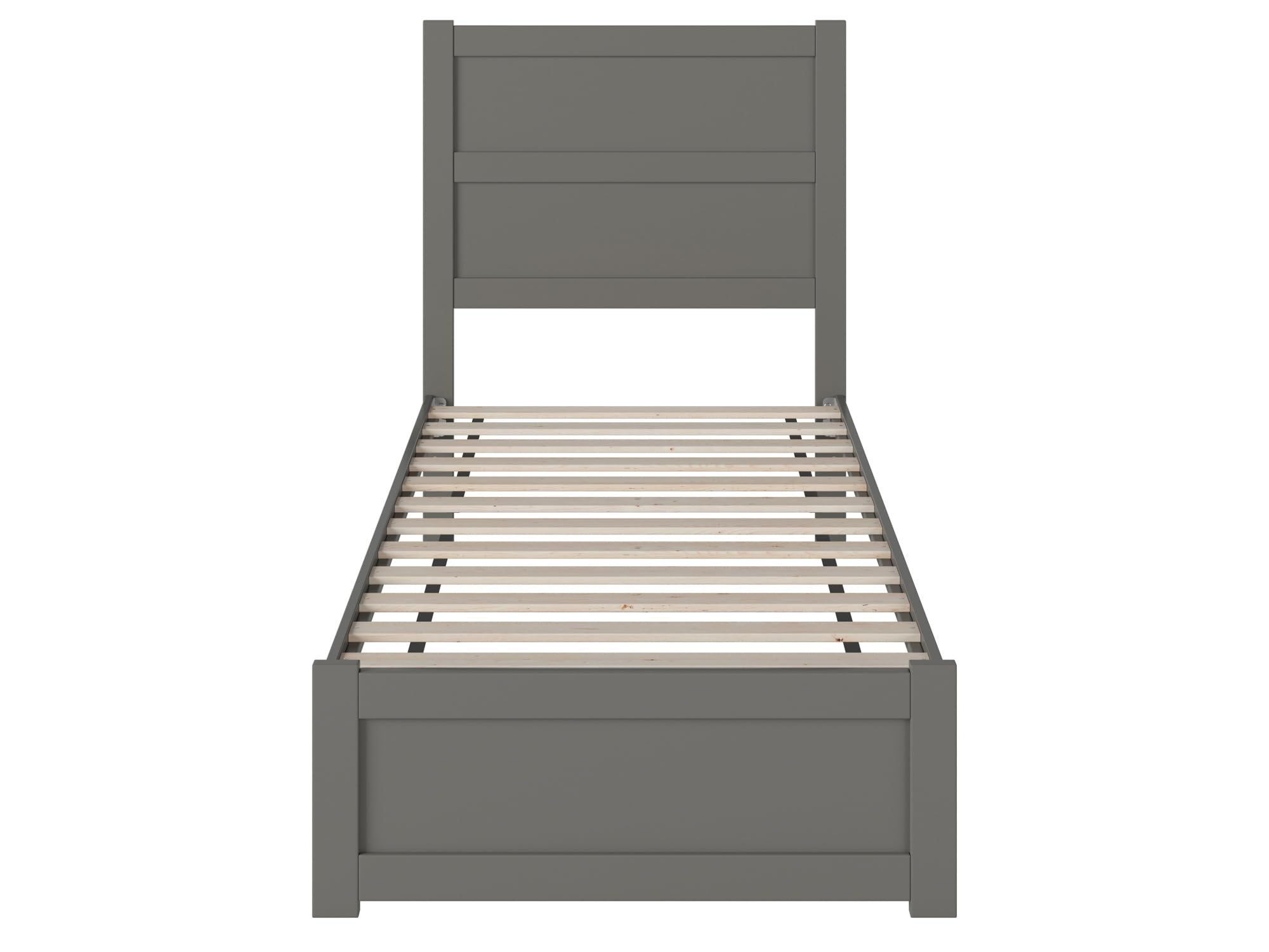 AFI NoHo Twin Size Platform Bed Frame with Footboard & USB Charging Station - Modern Grey Wooden Bed for Small Spaces, Perfect for Kids Rooms, Guest Rooms & Apartments