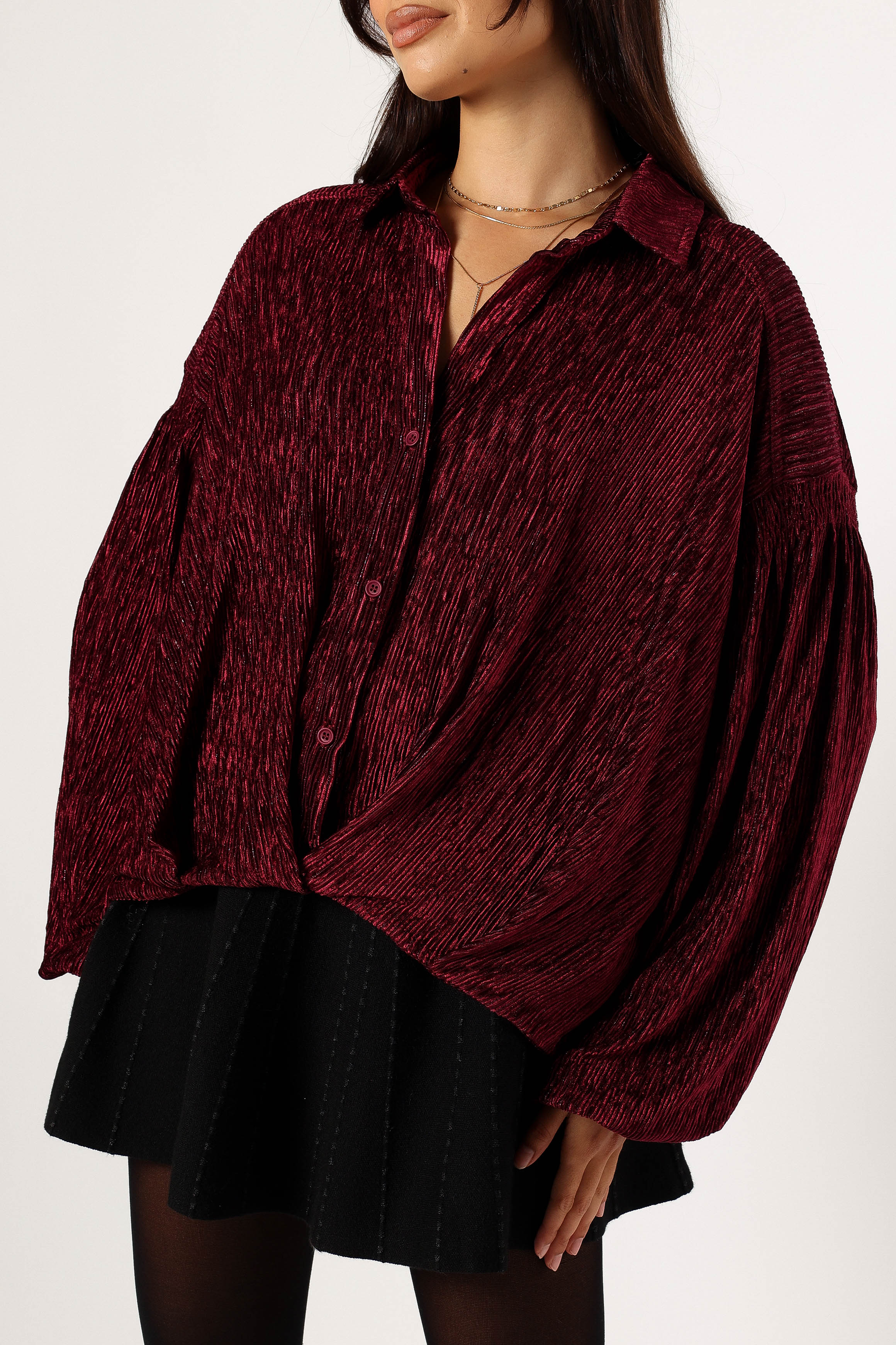 Cadence Women's Long Sleeve T-Shirt - Soft Stretch Casual Burgundy Top for Everyday Wear, Work & Layering
