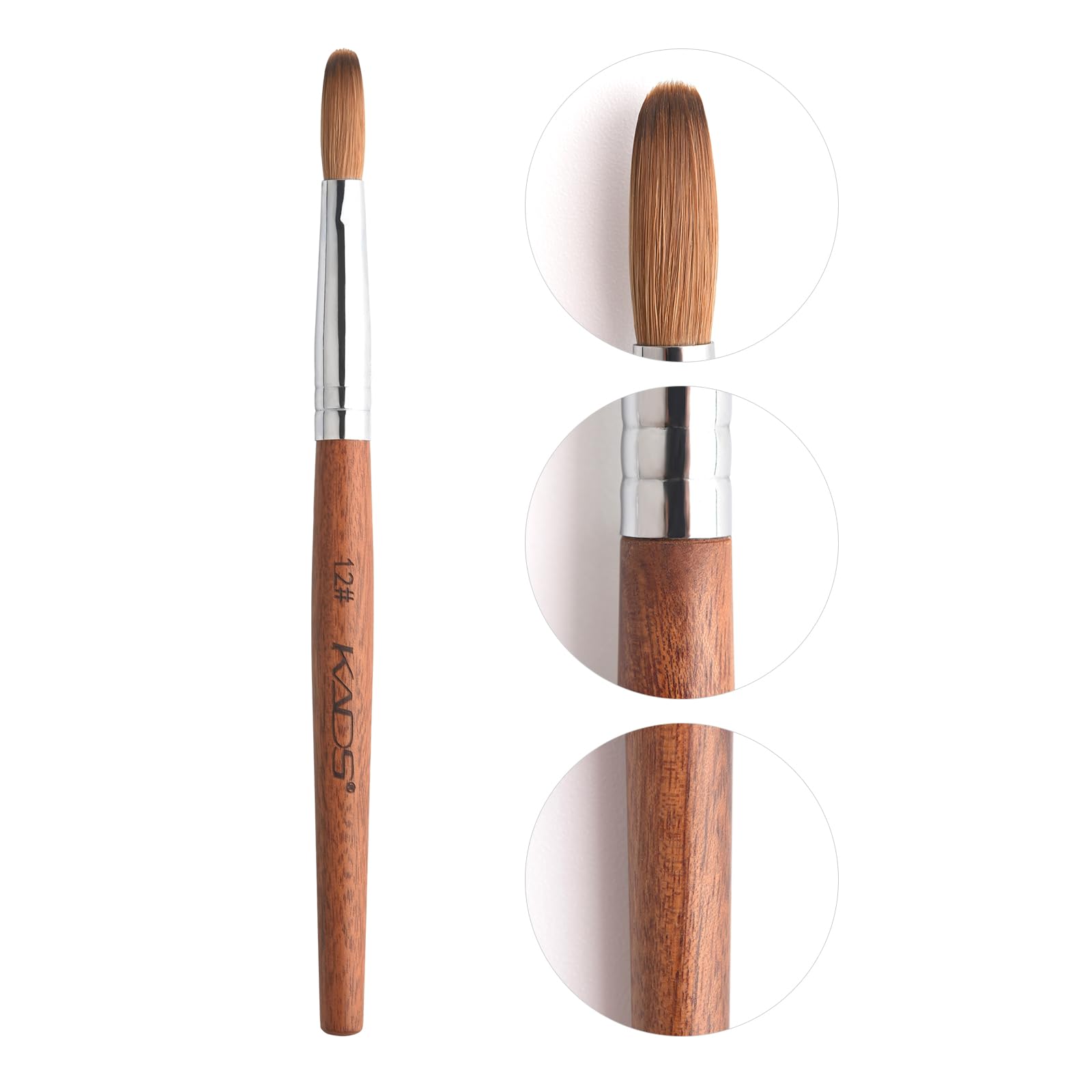 Professional Kolinsky Acrylic Nail Brush - Red Wooden Handle Salon Brush for Acrylic Nails (Size 12#) - Perfect for Nail Art, Extensions & Salon Manicures