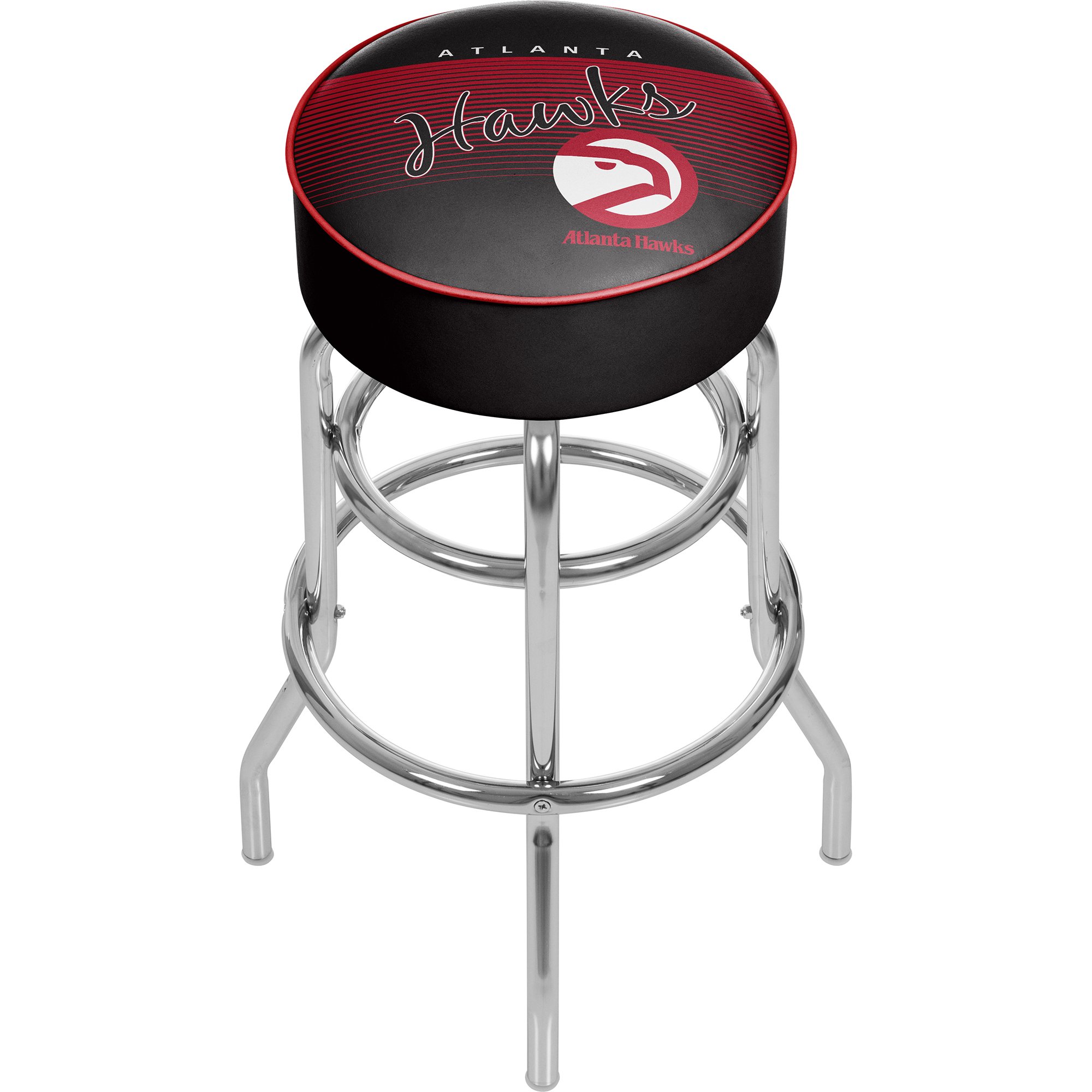 NBA Atlanta Hawks Hardwood Classics Padded Swivel Bar Stool - Chrome Finish - Adjustable Height - Perfect for Game Room, Sports Bar & Man Cave Decor