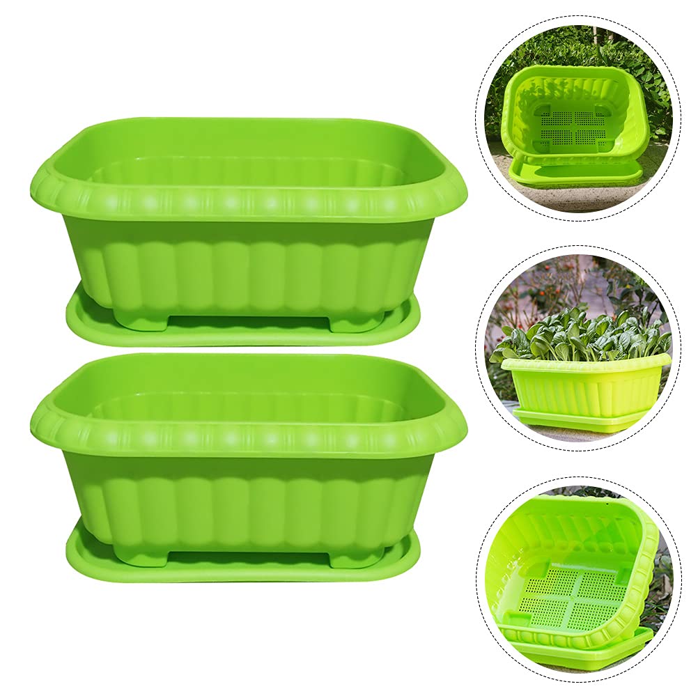 Housoutil 2-Pack Plastic Seedling Trays & Planting Boxes - Vegetable Growing Trays, Garden Planters for Vegetables, Herbs, Flowers - Ideal for Indoor/Outdoor Gardening, Greenhouse Use, and Home Planting Projects