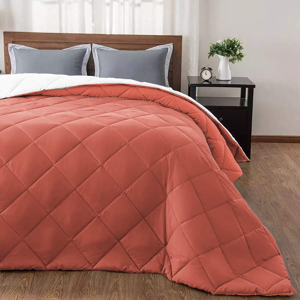 Libaoge Collection Quilted Bedspread - Oversized Queen Size, Premium Soft Cotton Filled Coverlet in Orange - Perfect for Bed, Couch or Sofa - Cozy Home Decor & Guest Room Essentials
