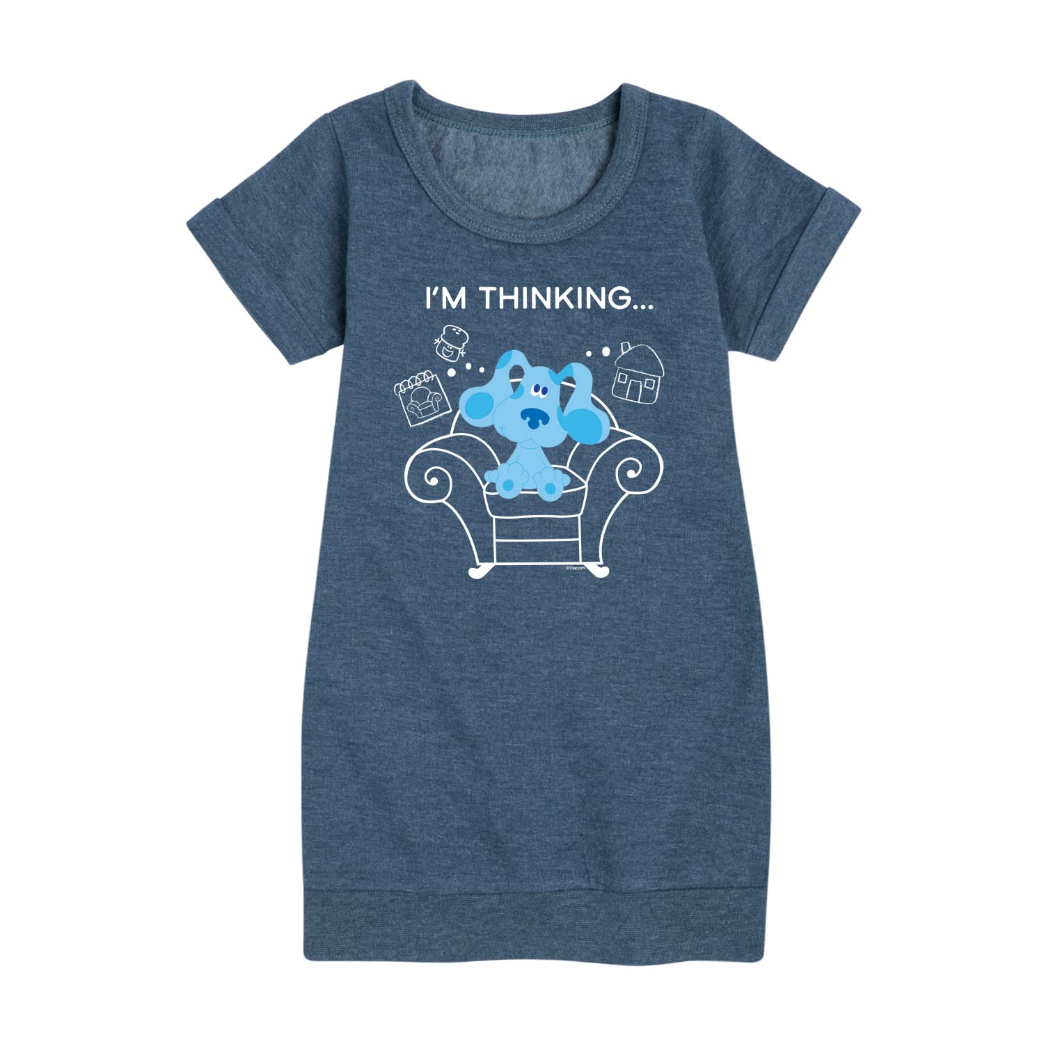 Blue's Thinking Chair Toddler & Youth Girls Fleece Dress | Blue's Clues & You! Hybrid Apparel | Cozy Playtime & Dress-Up Outfit