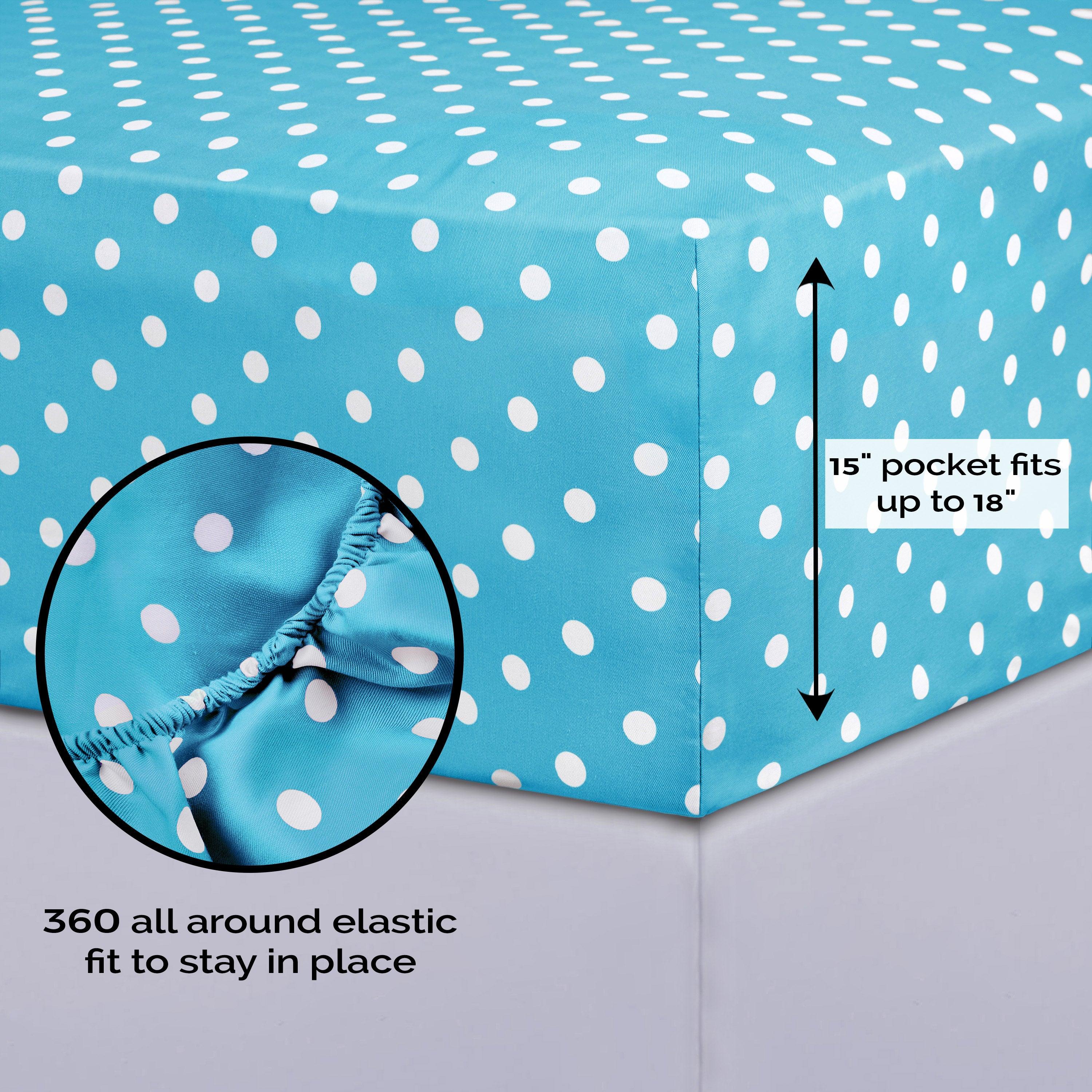 Polka Dot 600 Thread Count Cotton Blend Deep Pocket Sheet Set - Queen Size Bed Sheets for Comfortable Sleep - Perfect for Master Bedroom, Guest Room & Dorm