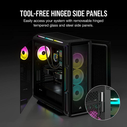 Corsair iCUE 5000T RGB Tempered Glass Mid Tower ATX PC Gaming Case - High Airflow Design for Custom Water Cooling & Premium RGB Builds