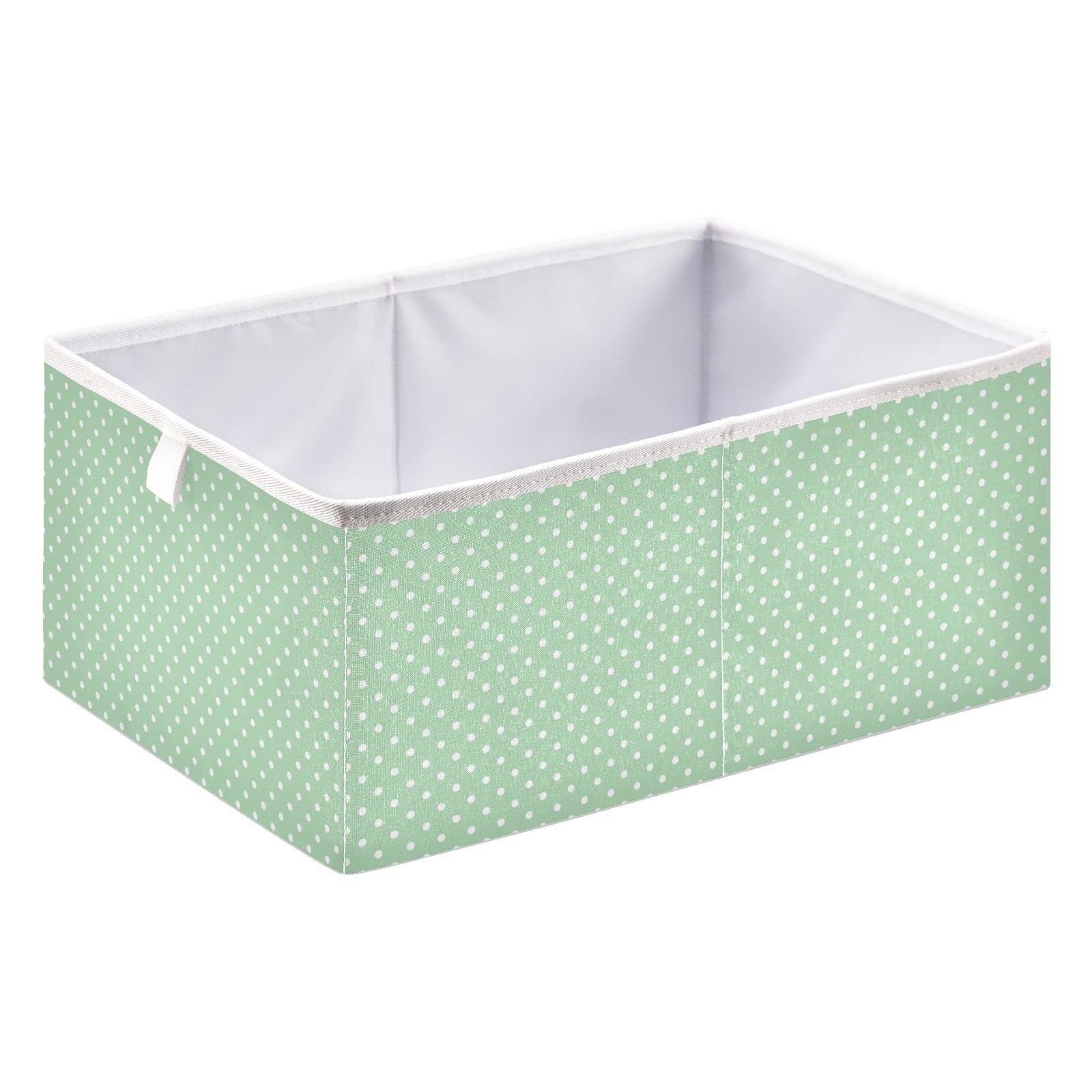 Ollabaky Green Cube Storage Bin - Foldable Fabric Polka Dot Storage Basket with Handle for Closet, Nursery, Toy Organization | Space-Saving Home & Kids Room Storage Solution