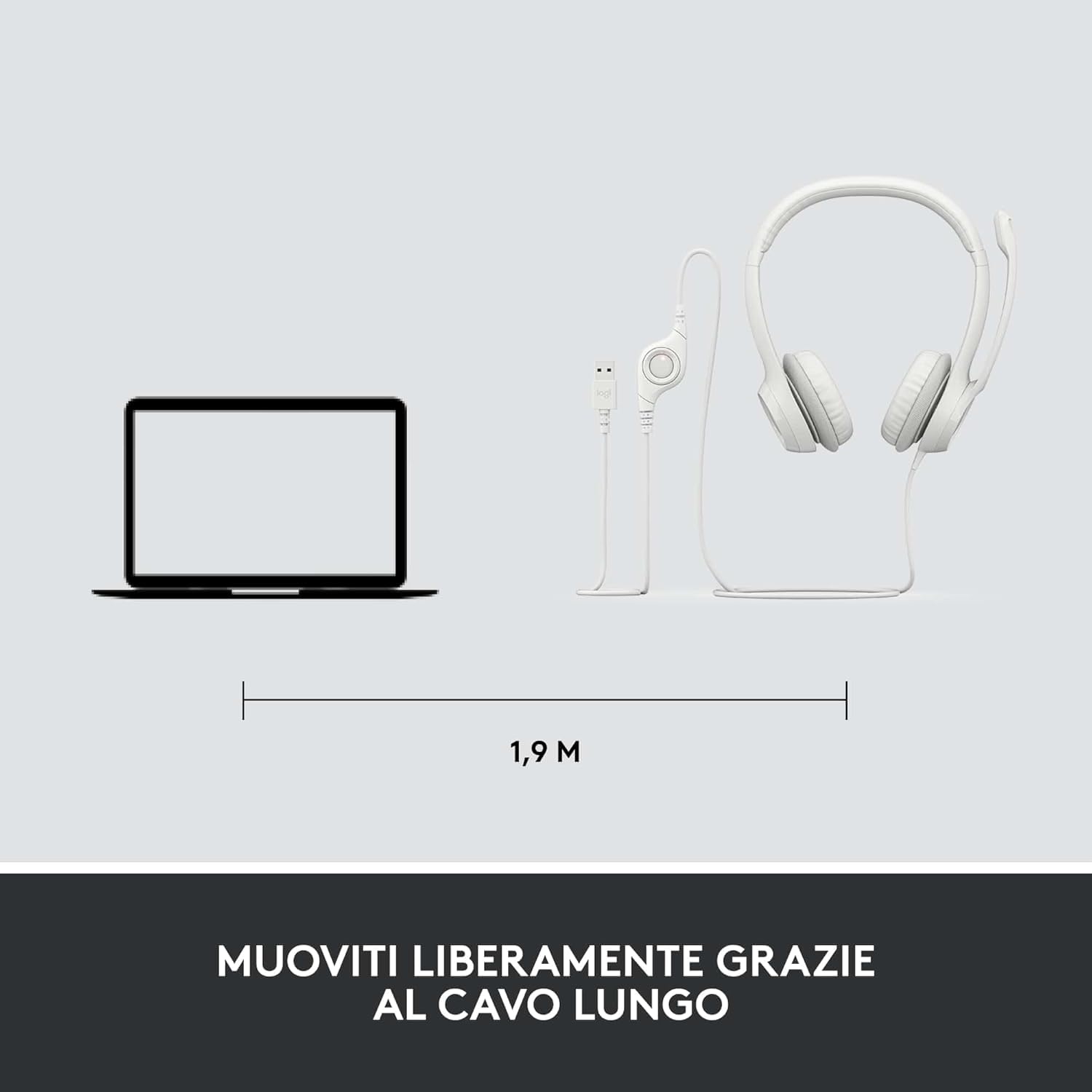 Logitech H390 Wired USB Headset with Noise-Canceling Mic for PC, Laptop, Chromebook - Stereo Sound, Built-in Controls, Comfortable Ear Cushions - Perfect for Home Office, Online Classes & Gaming (White)